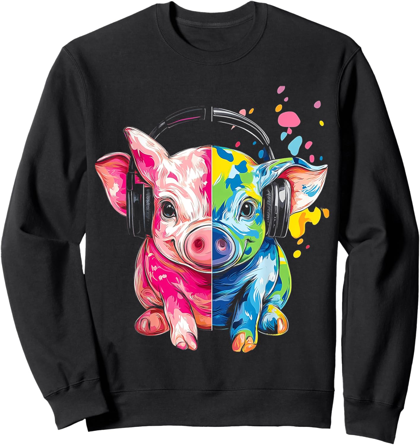 Piglet Illustration Animal Piglet Sweatshirt - Sweatshirt | Black