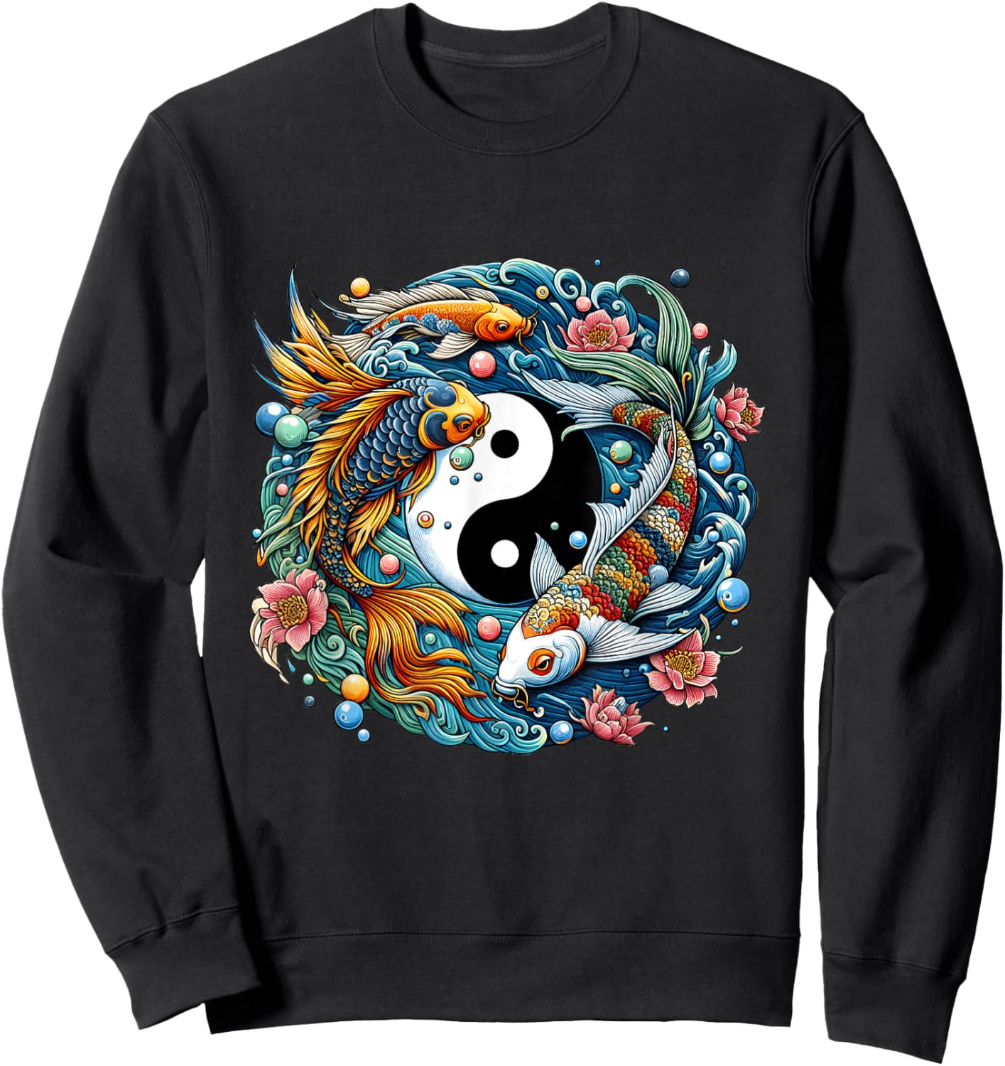 Chinese Yin Yang Koi Fish Harmony Artistic Creations Sweatshirt - Sweatshirt | Black