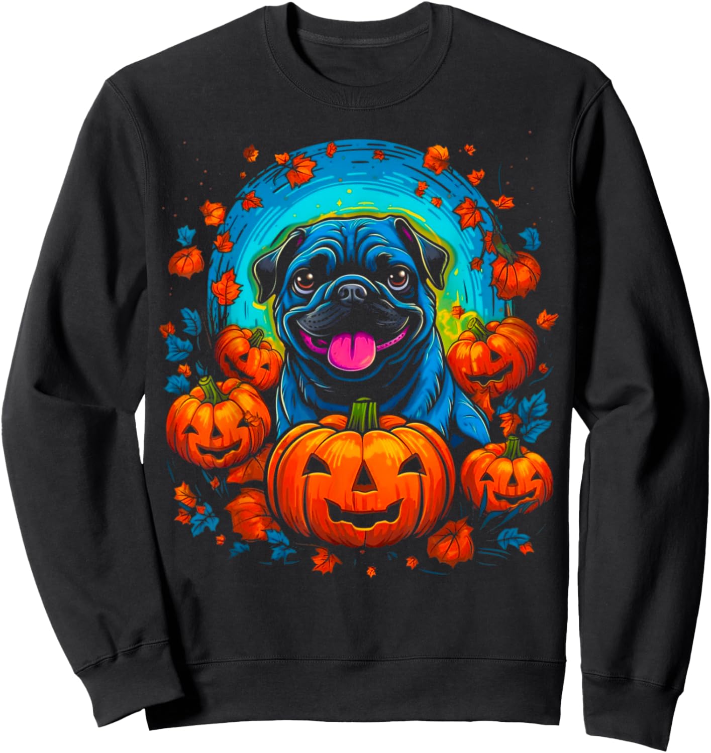 Pug Dog Halloween Sweatshirt - Sweatshirt | Black