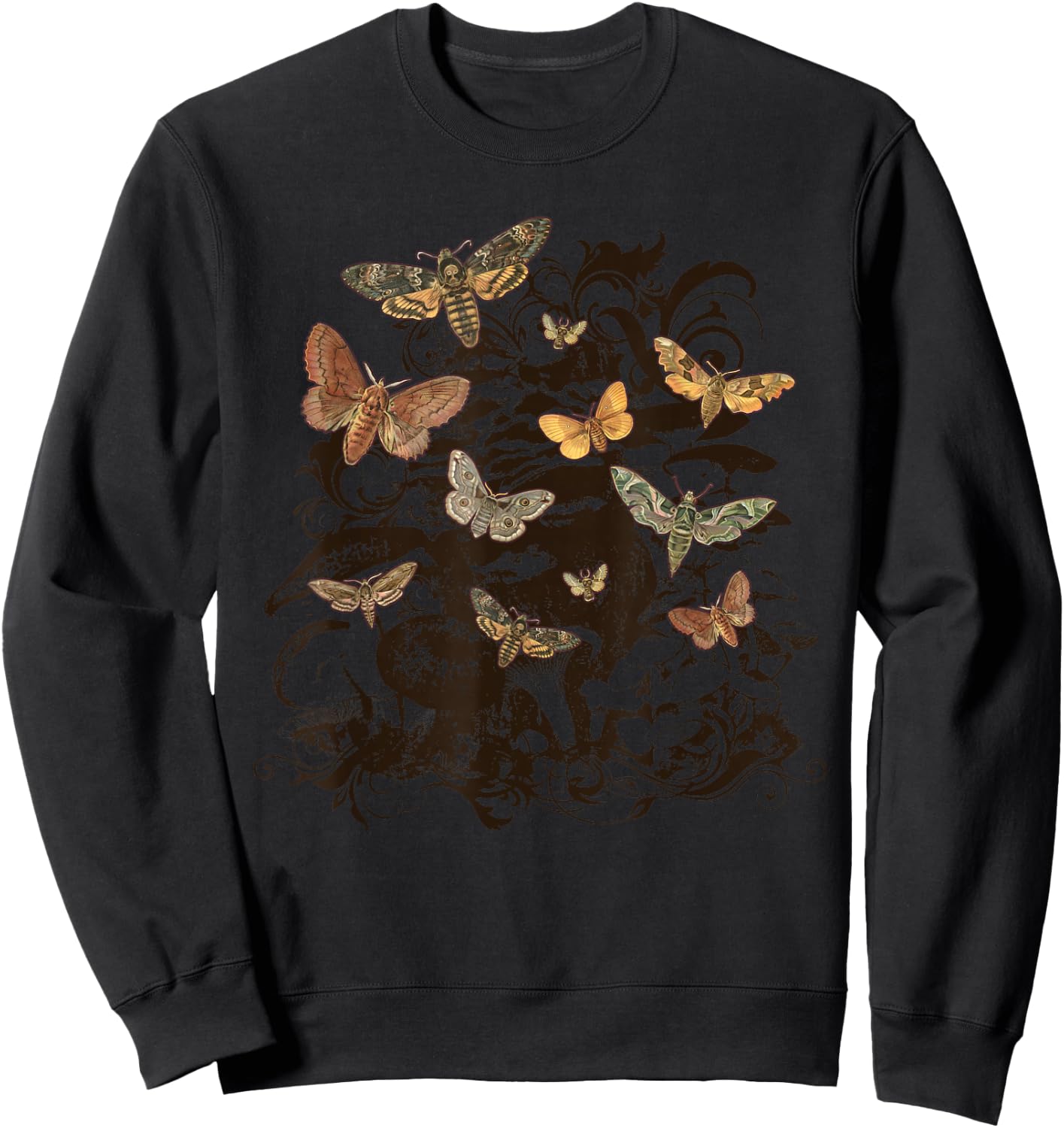 Fairy Grunge Fairycore Aesthetic Luna Moth Mushroom Grunge Sweatshirt - Sweatshirt | Black