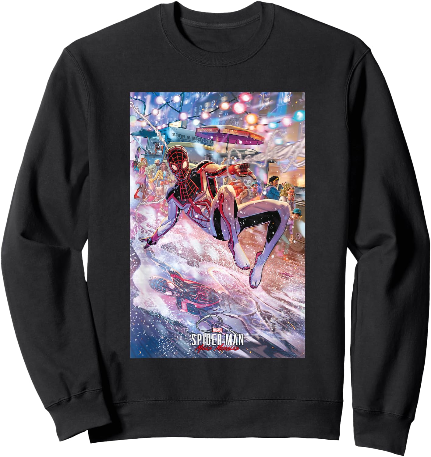 Marvel Spider-Man: Miles Morales Reflections Poster Sweatshirt - Sweatshirt | Black