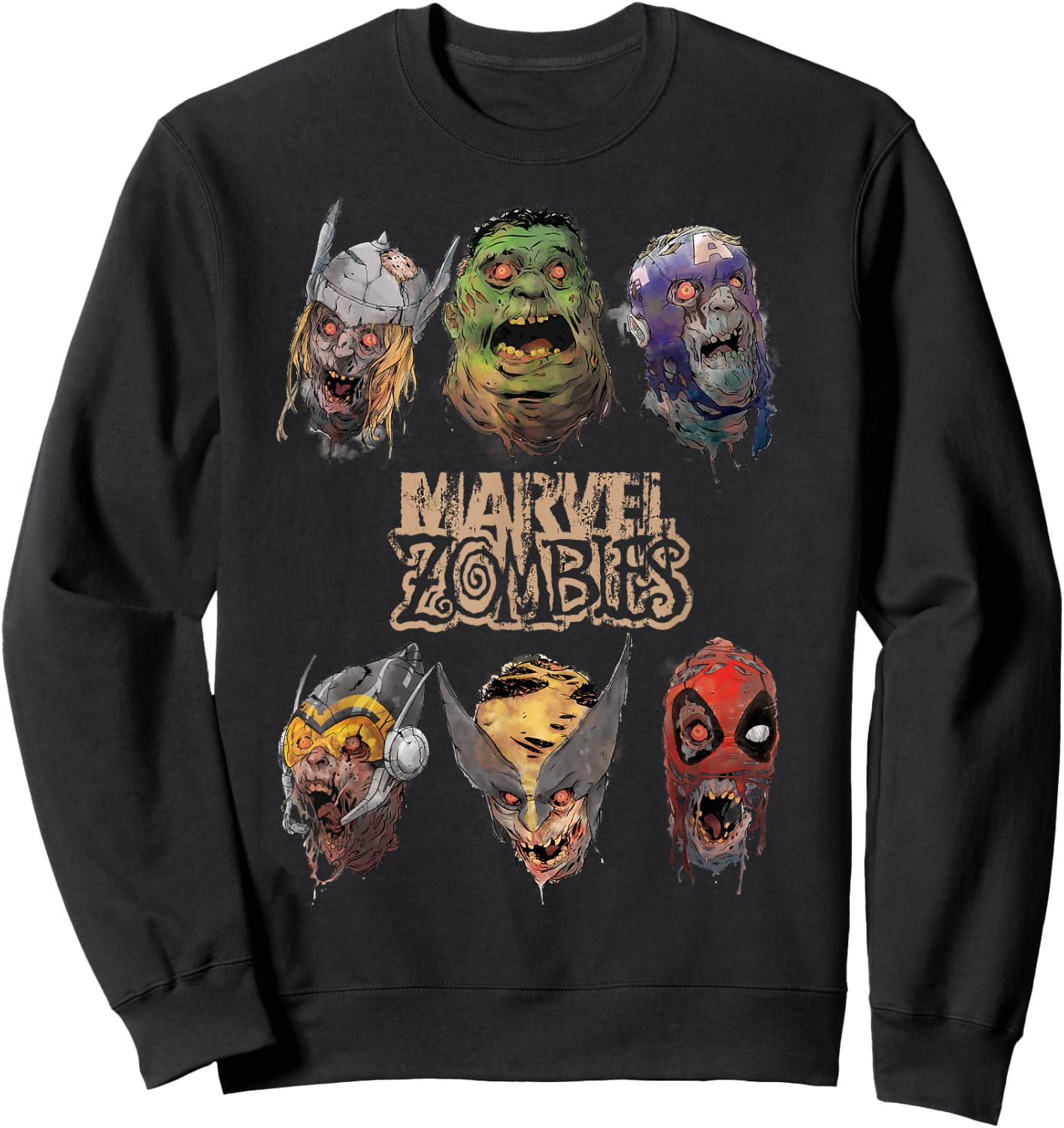 Marvel Zombies Group Shot Zombie Heads Sweatshirt - Sweatshirt | Black