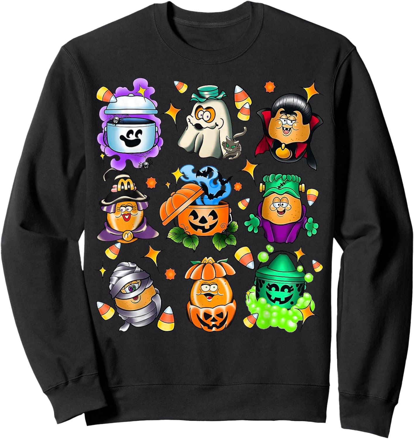 Vintage Funny Nuggets Meal Bucket Halloween Spooky Season Sweatshirt - Sweatshirt | Black