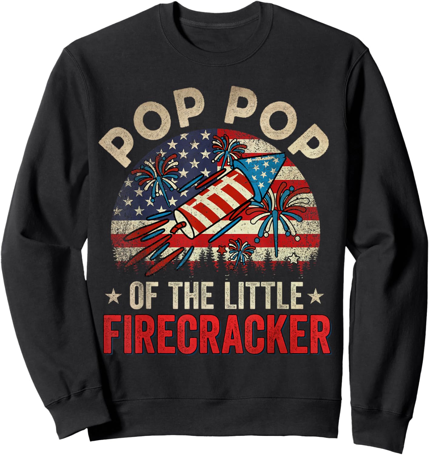 4th Of July Birthday Pop Pop Of The Little Firecracker Sweatshirt - Sweatshirt | Black