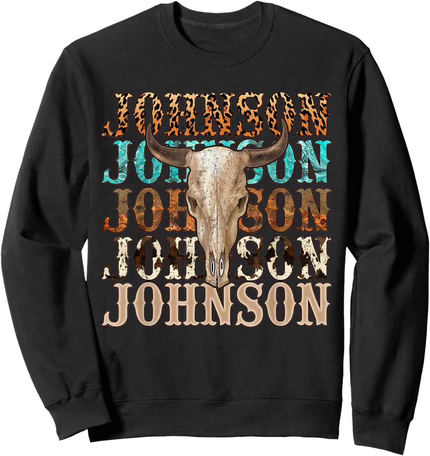 Retro Cojo Johnson Bull Skull Music Country 70s Cowboys Boot Sweatshirt - Sweatshirt | Black