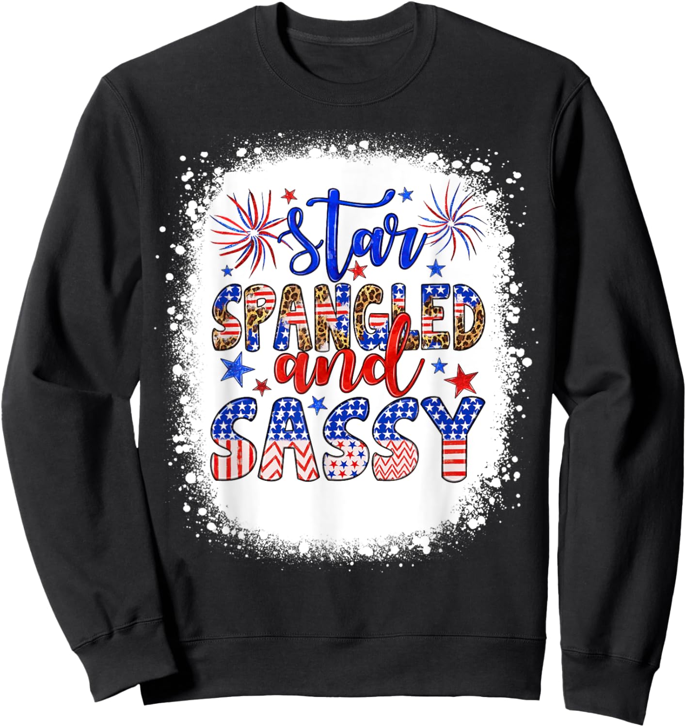 Star Spangled & Sassy Independence Day Groovy 4th Of July Women Kids Men Sweatshirt - Sweatshirt | Black