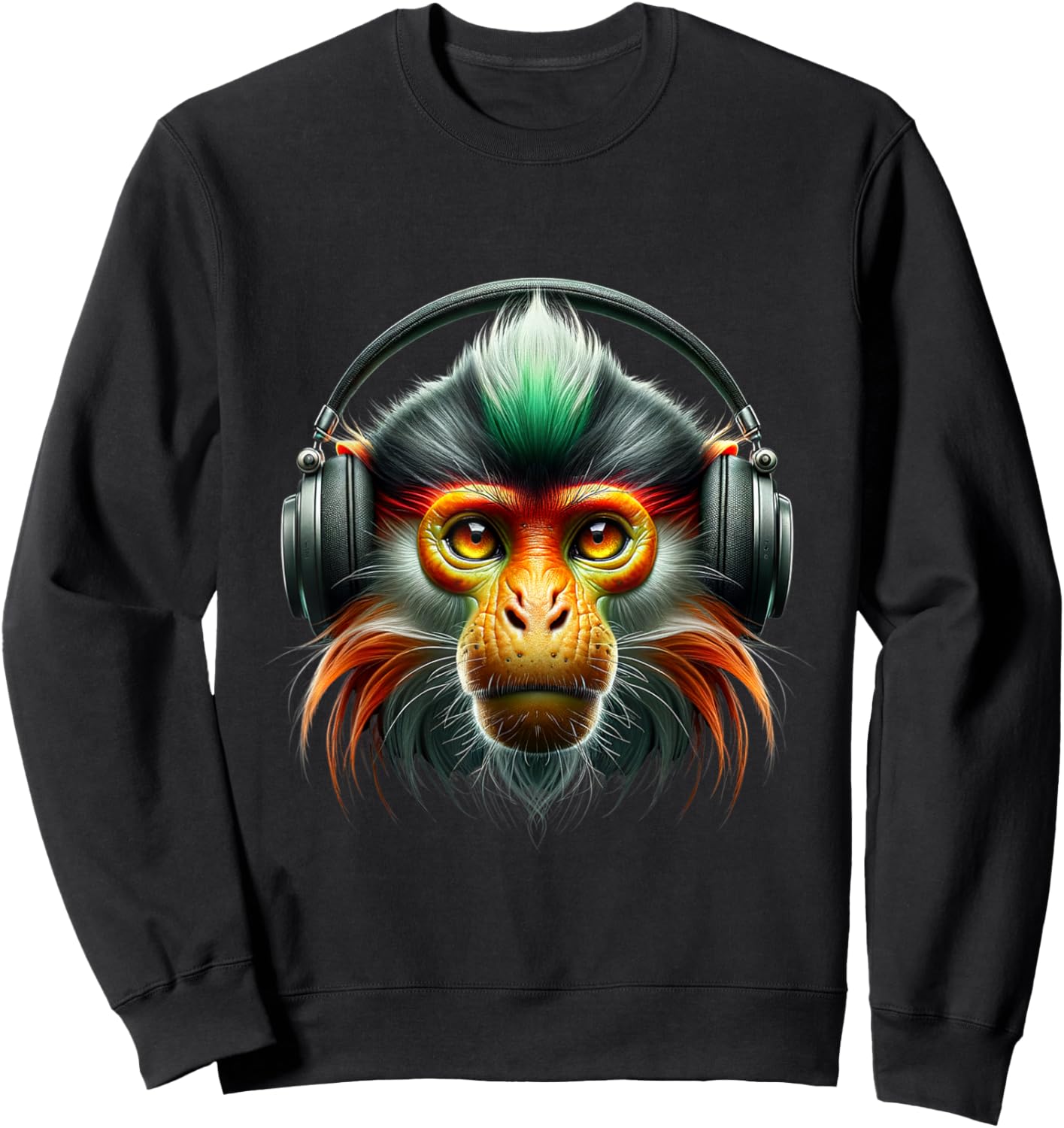 Red-shanked douc Shirt Monkey Portrait Wildlife Exotic Ape Sweatshirt - Sweatshirt | Black