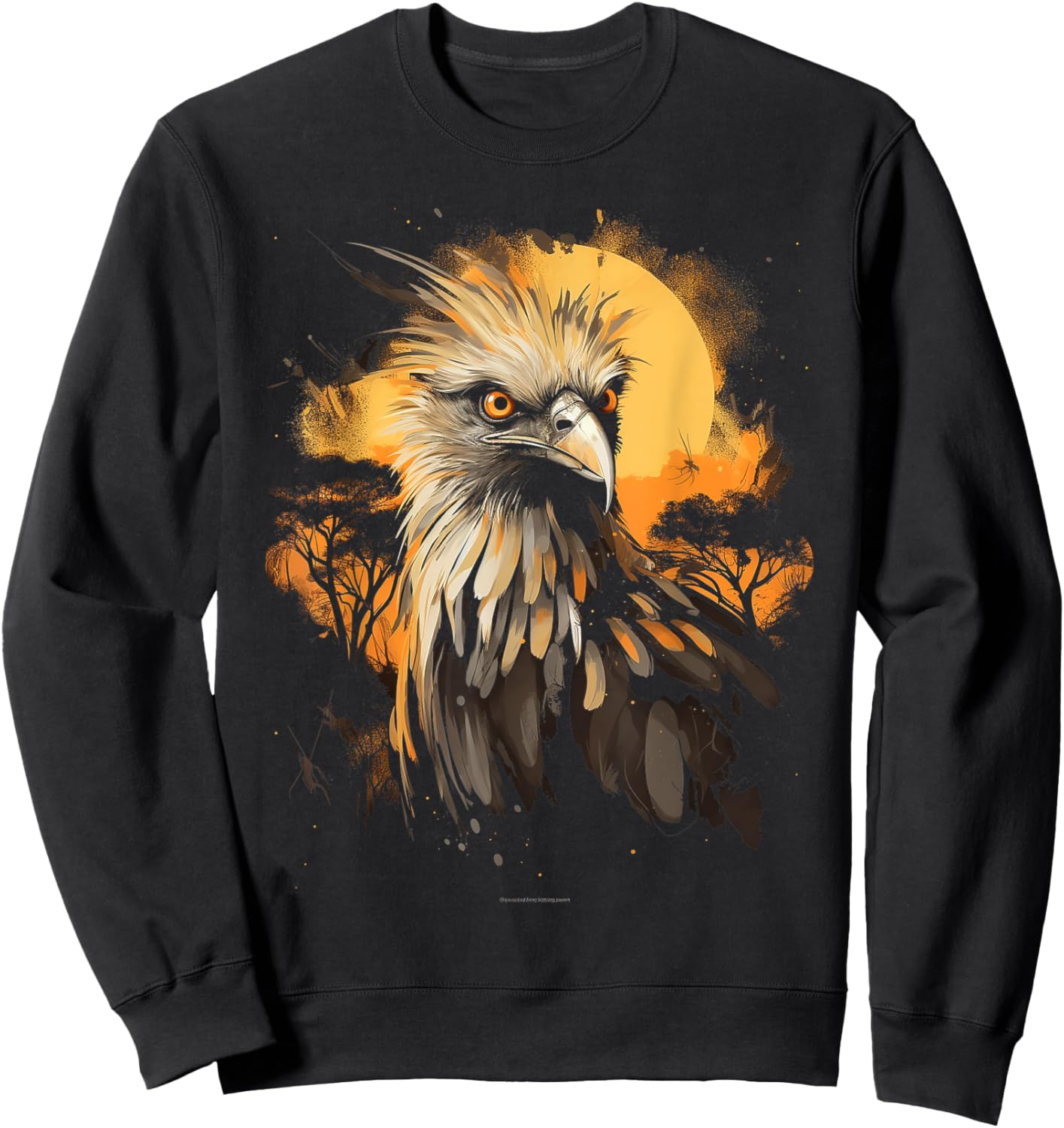 Secretary Bird African Animal Gift Safari Sweatshirt - Sweatshirt | Black