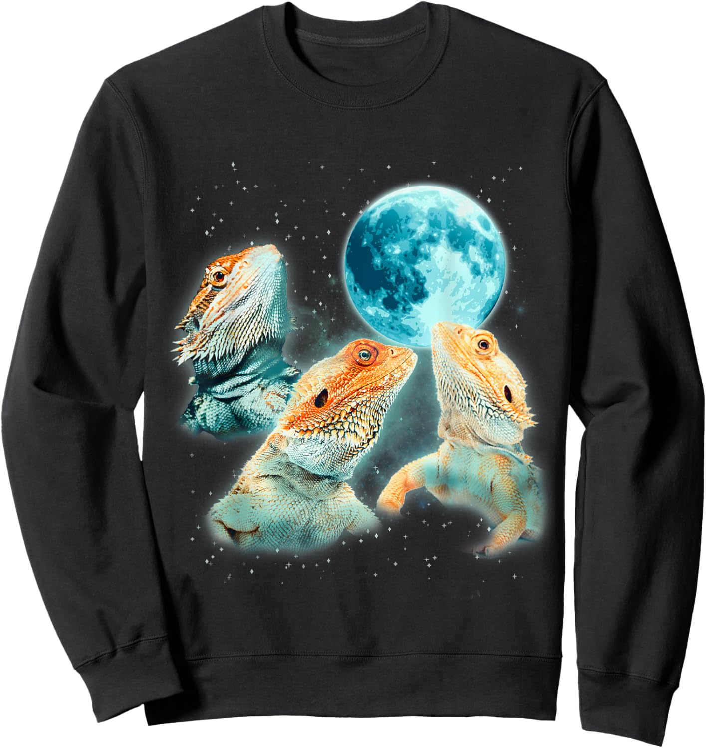 Bearded Dragon Lizards Howling at The Moon Beardies Sweatshirt - Sweatshirt | Black
