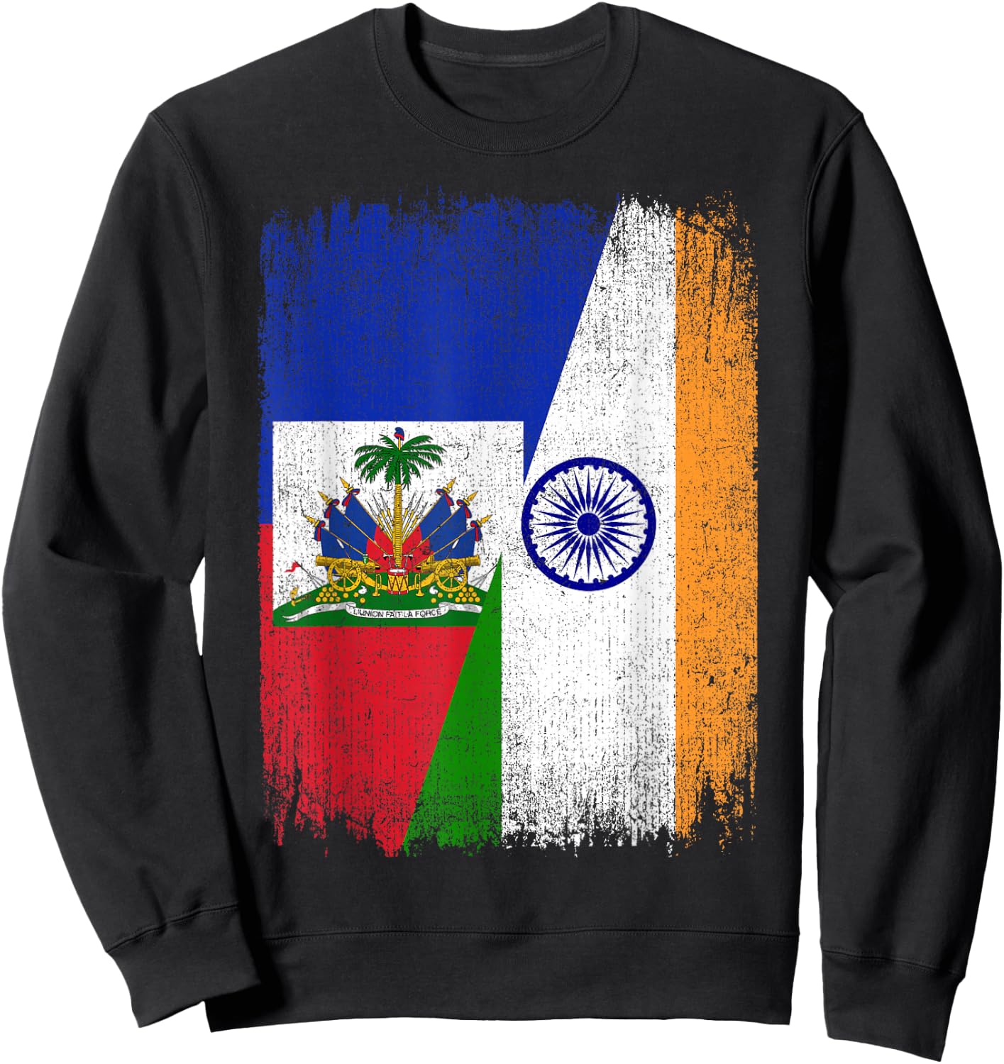 Half Haiti India Flag Haitian Indian Pride Roots Sweatshirt - Sweatshirt | Black