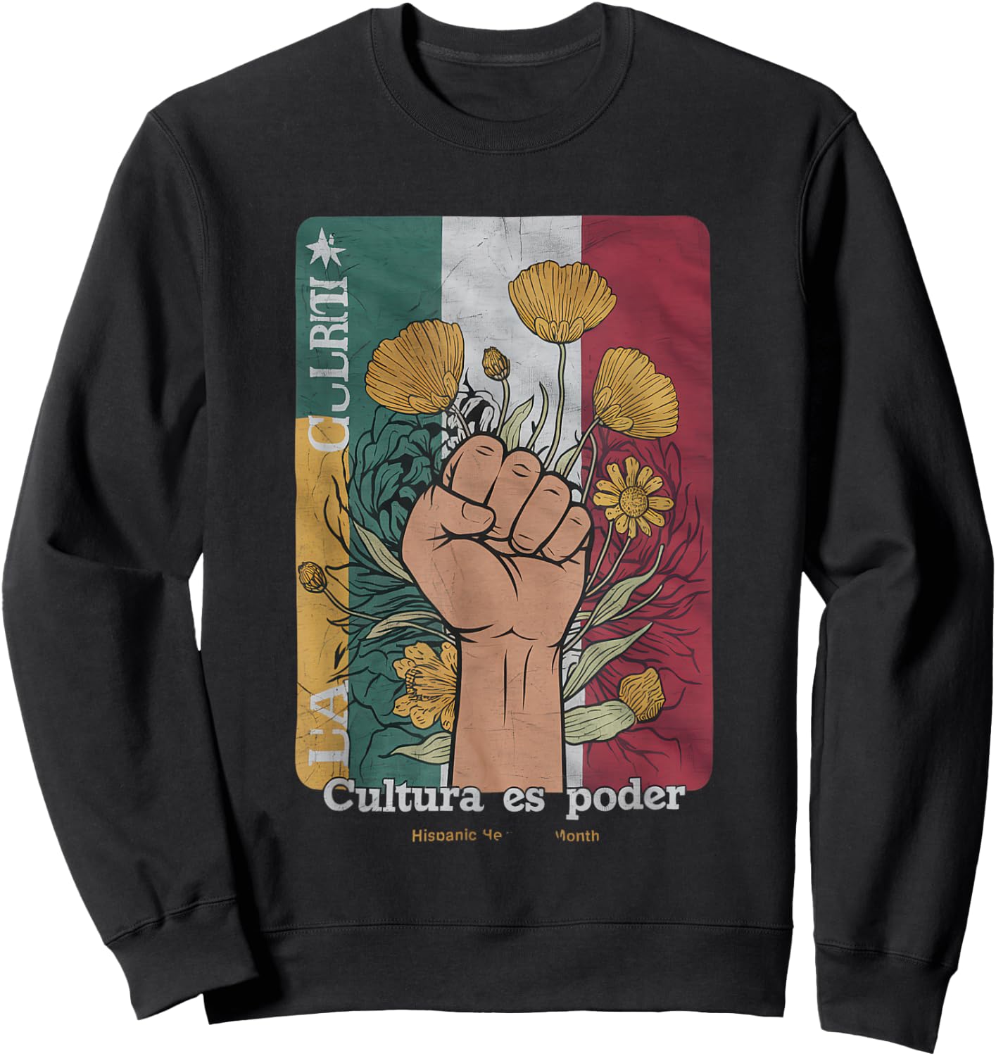 Cultura ES Poder Hispanic Heritage Latina Empowerment Sweatshirt - Sweatshirt | Black