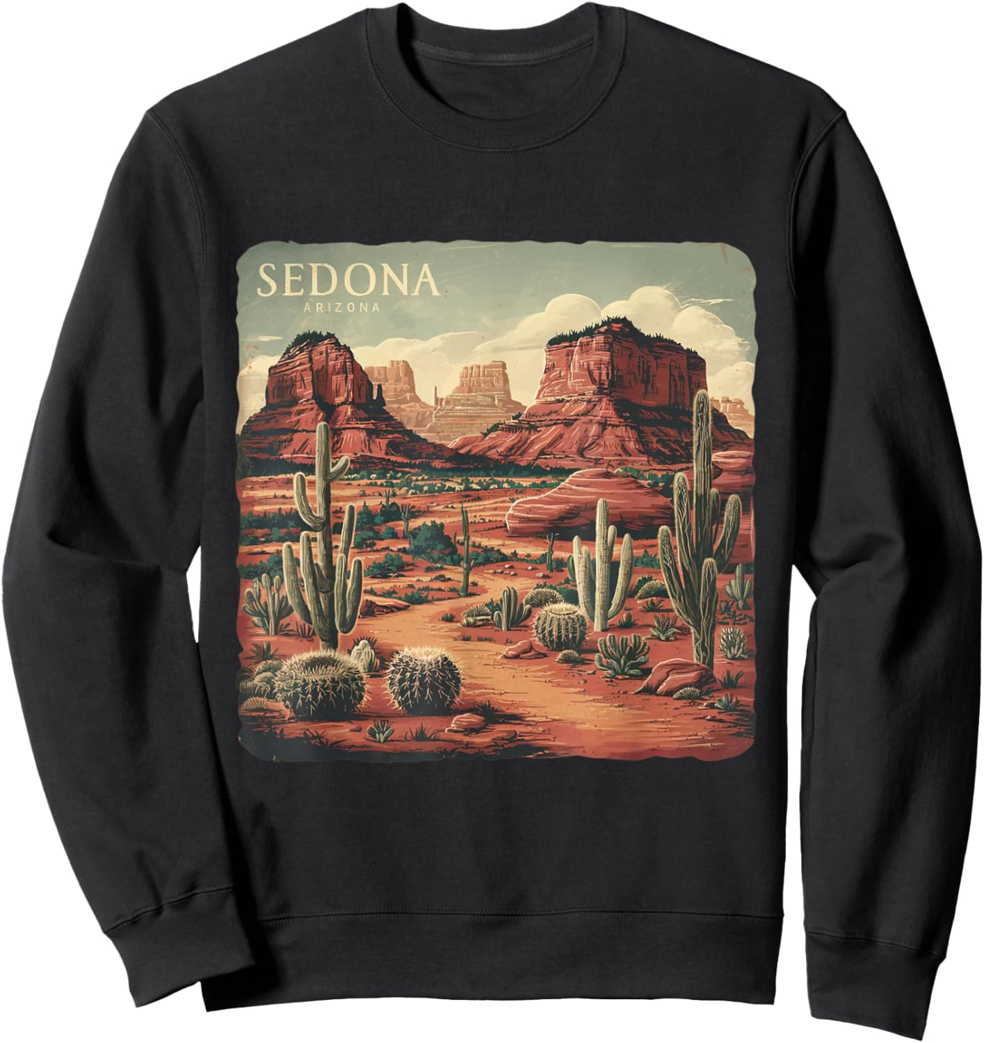 Retro Sedona Arizona Vintage Road Trip Outdoors Graphic Sweatshirt - Sweatshirt | Black