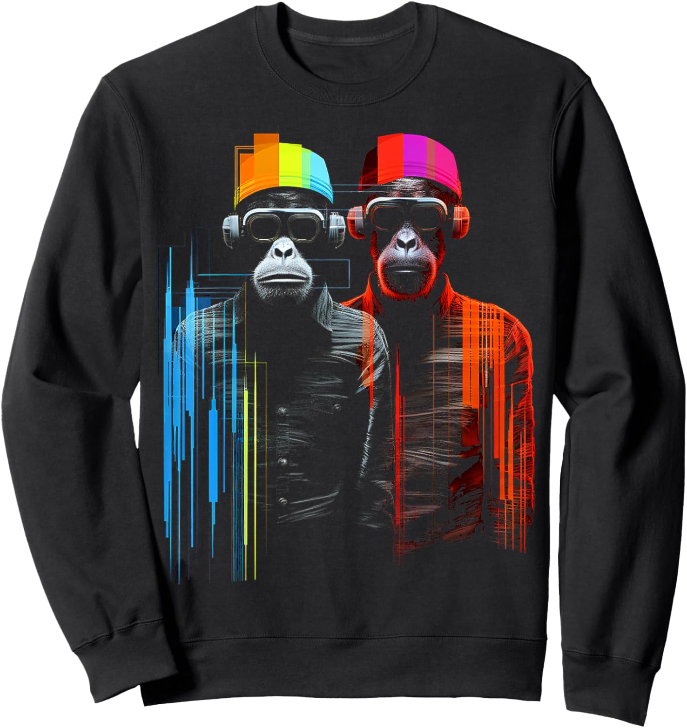Monkey Colorful Animal Drawingg Abstract Art Monkey Sweatshirt - Sweatshirt | Black