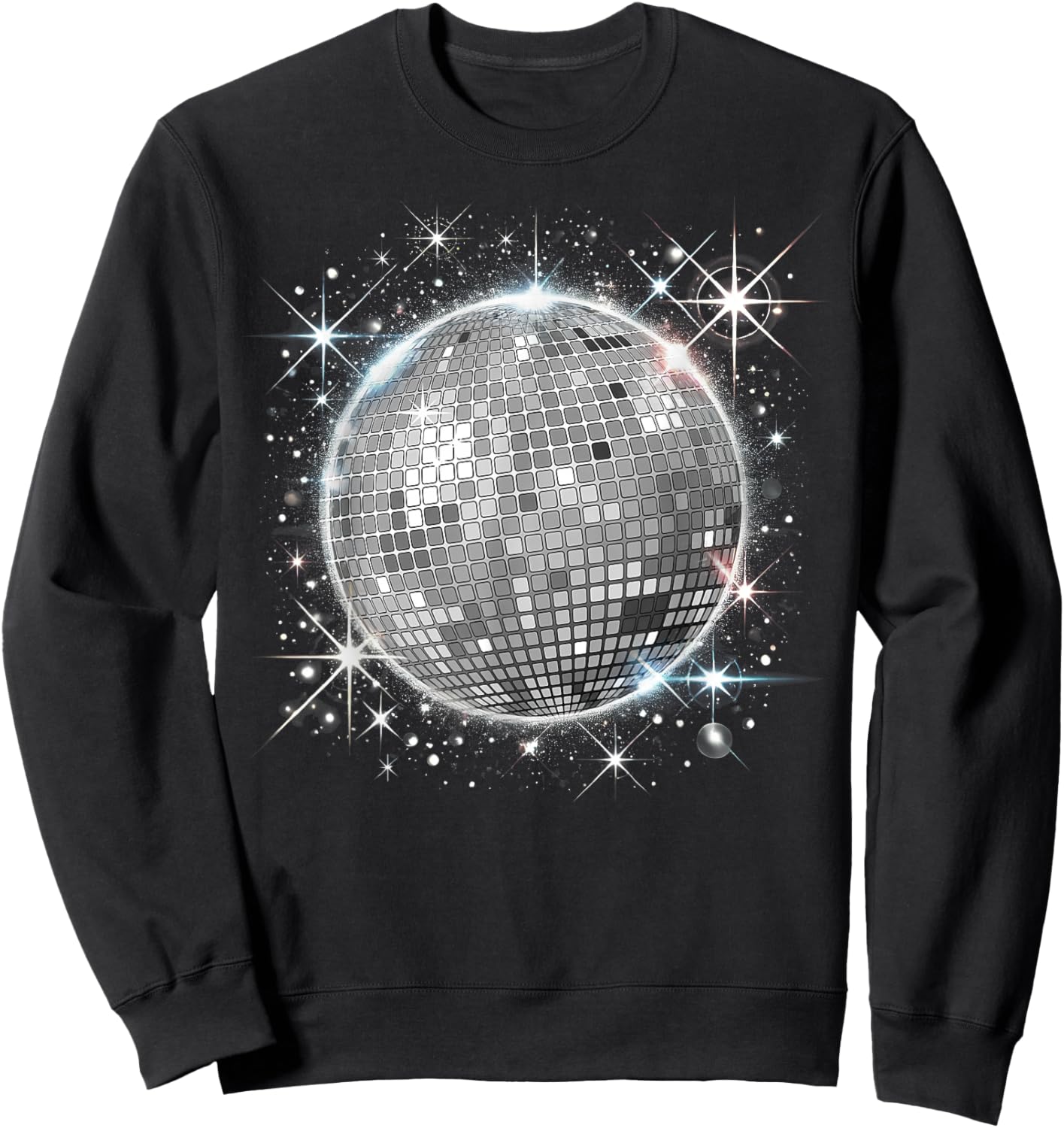 Black and White Disco Ball Club Retro Sweatshirt - Sweatshirt | Black