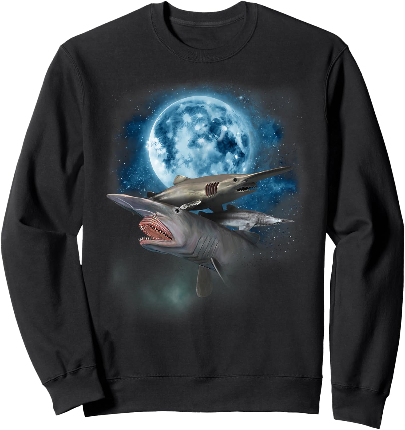 Goblin Shark Shirt - Howling at the Moon Goblin Shark Sweatshirt - Sweatshirt | Black