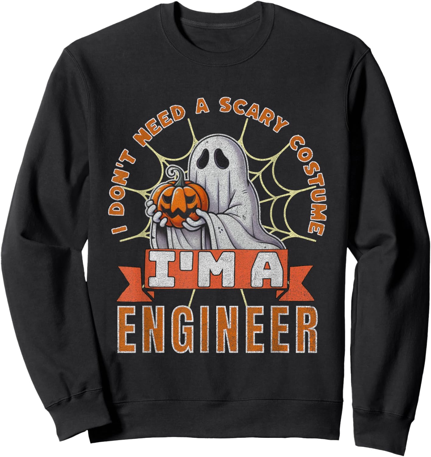 Halloween Engineer Ghost I'm an Engineer Costume Sweatshirt - Sweatshirt | Black