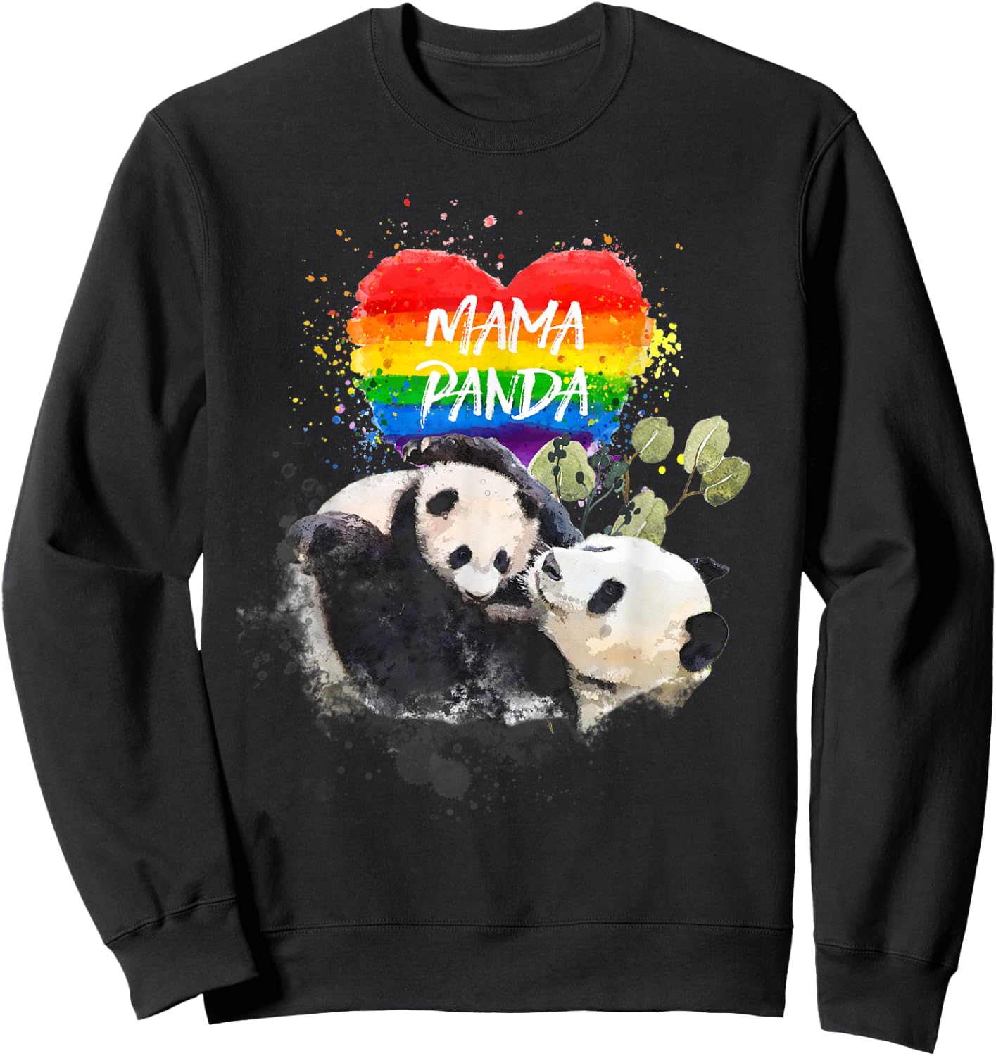 LGBT Pride Mama Panda Bear Rainbow Love Mother's Day Gift Sweatshirt - Sweatshirt | Black