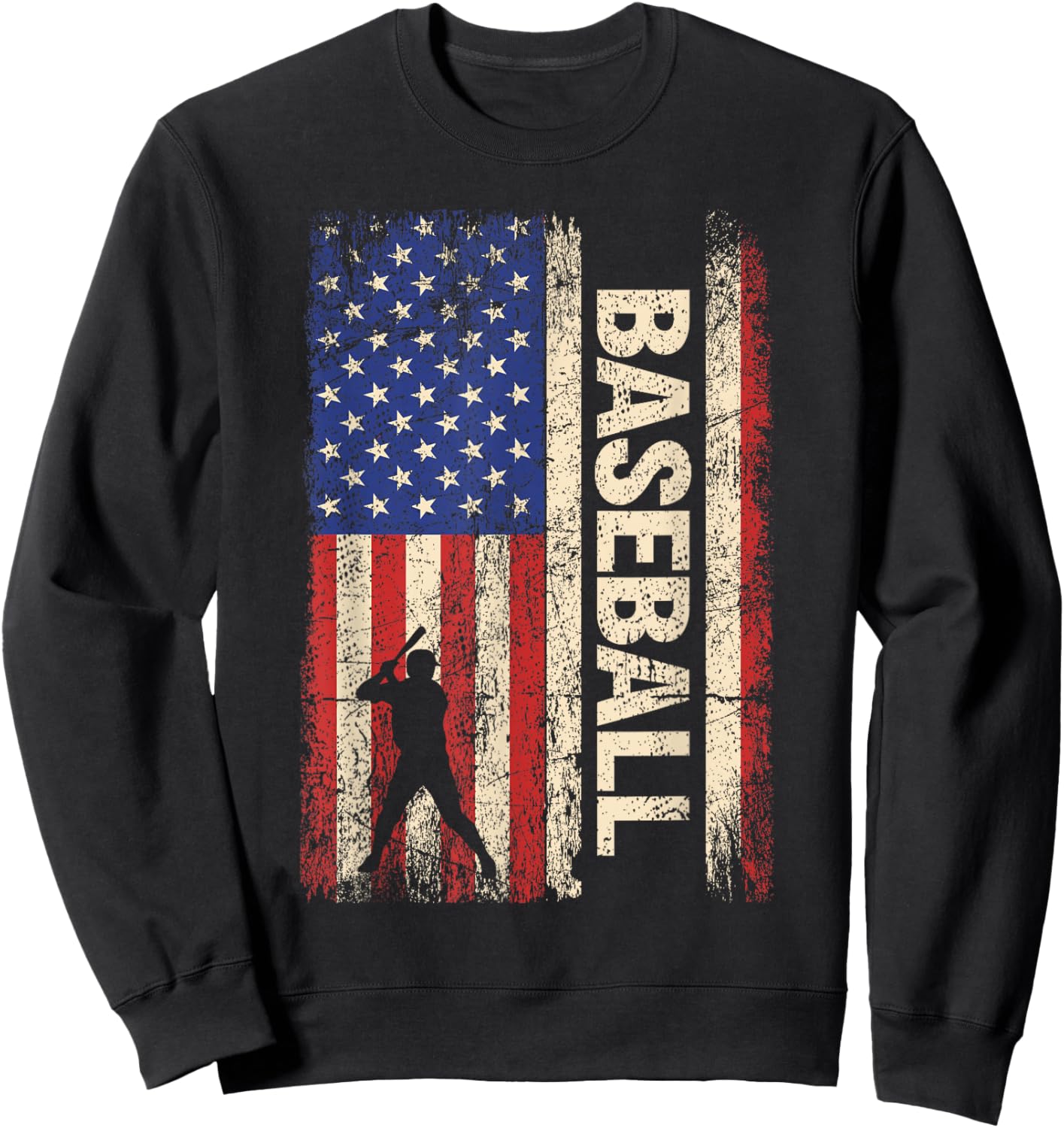 Baseball American US Flag Shirt Vintage 4th of July Men Kids Sweatshirt - Sweatshirt | Black