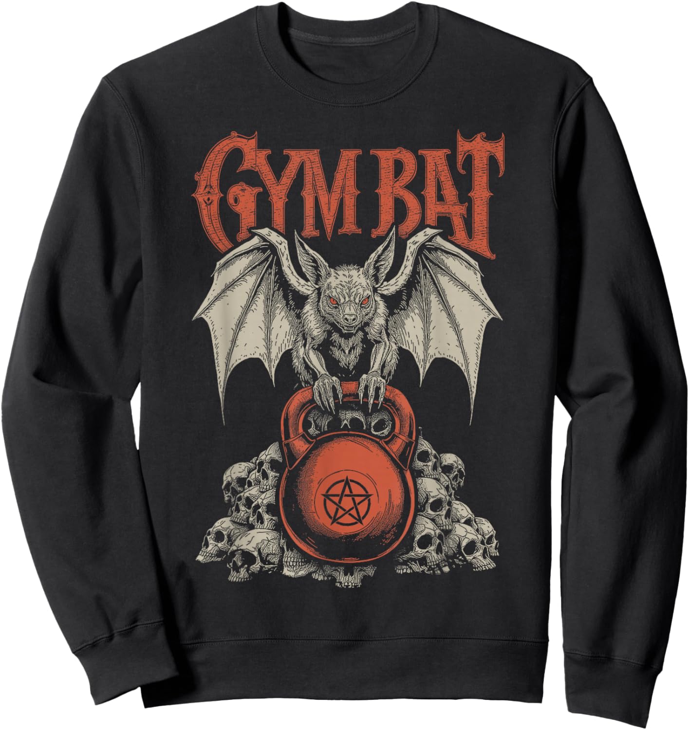Goth Gym Bat Gothlete Funny Gothic Fitness Occult Kettlebell Sweatshirt - Sweatshirt | Black
