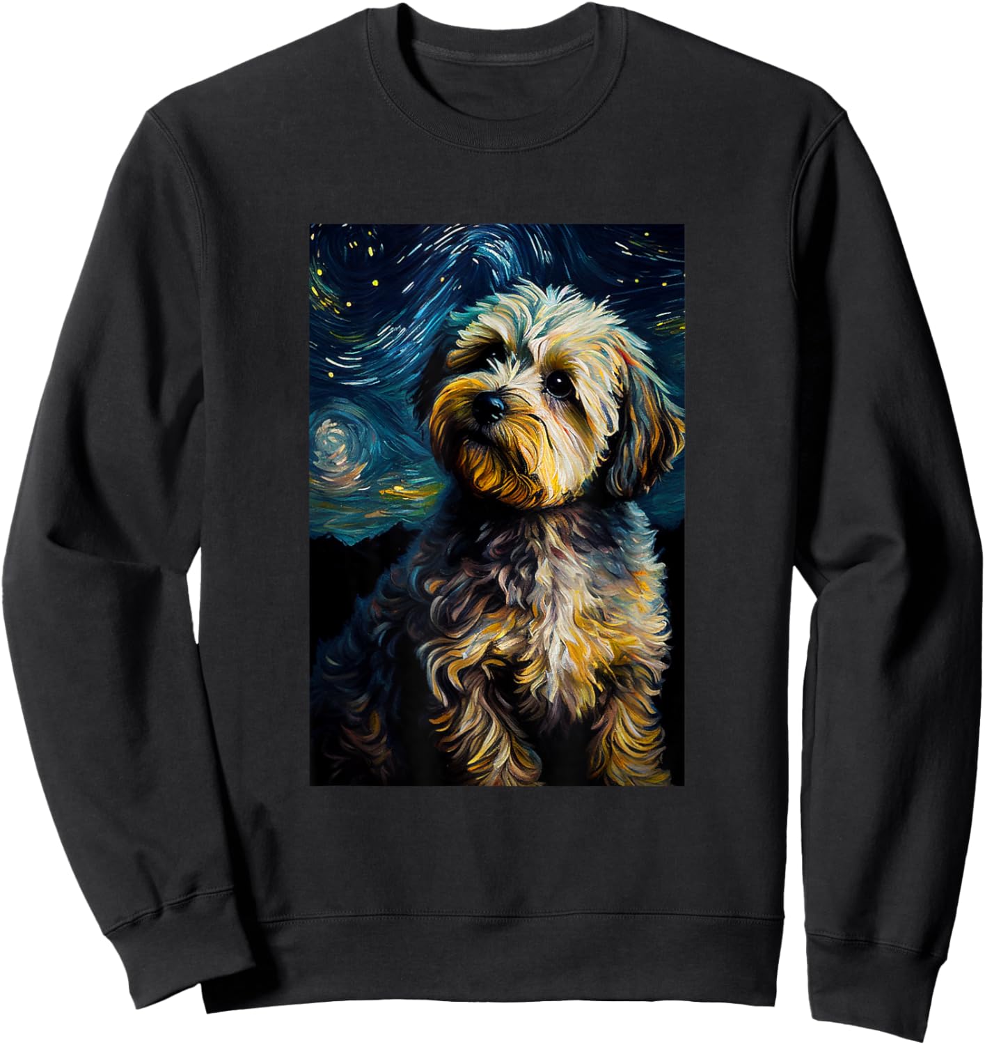 Yorkiepoo in Starry Night Painting Dog Mom Dad Men Women Kids Sweatshirt - Sweatshirt | Black