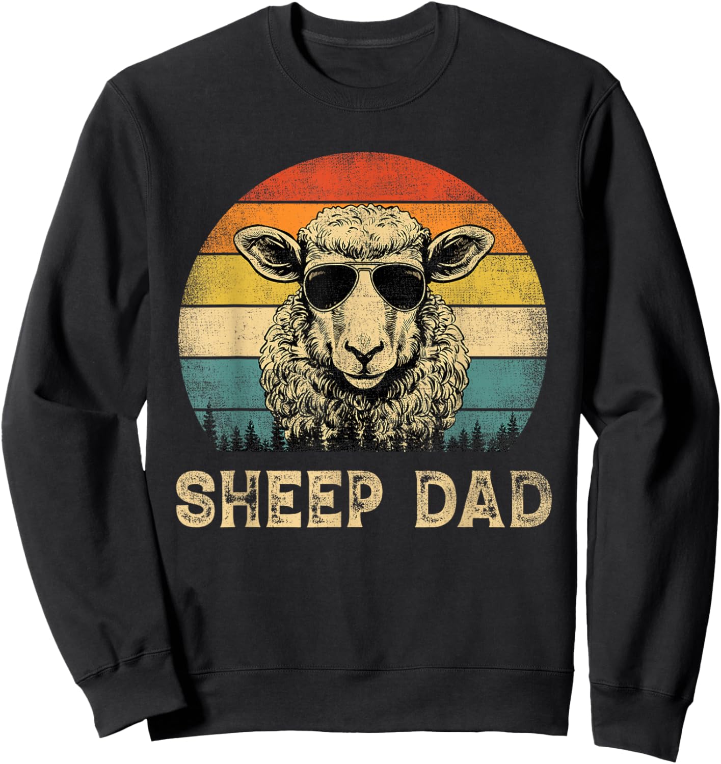 Vintage Sheep Dad Sheep Lovers Daddy Father's Day Sweatshirt - Sweatshirt | Black