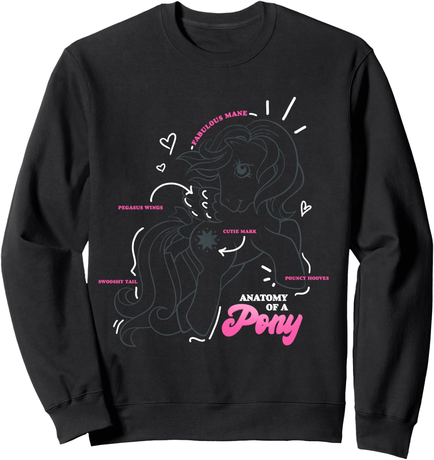 My Little Pony Starshine Anatomy Of A Pony Vintage Diagram Sweatshirt - Sweatshirt | Black