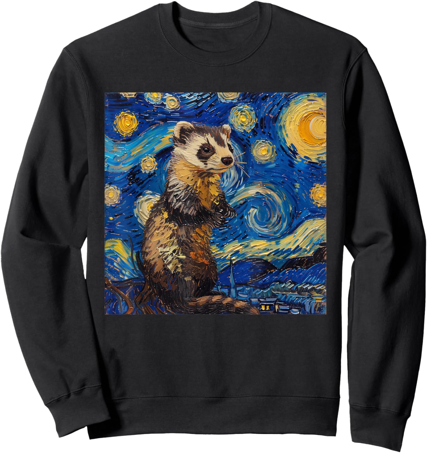 Ferret Van Gogh Starry Night Sweatshirt - Sweatshirt | Black