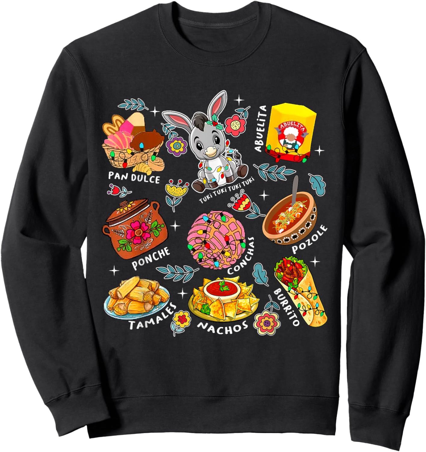 Mi Burrito Sabanero Mexican Tuki Tuki Donkey Latino Xmas Sweatshirt - Sweatshirt | Black