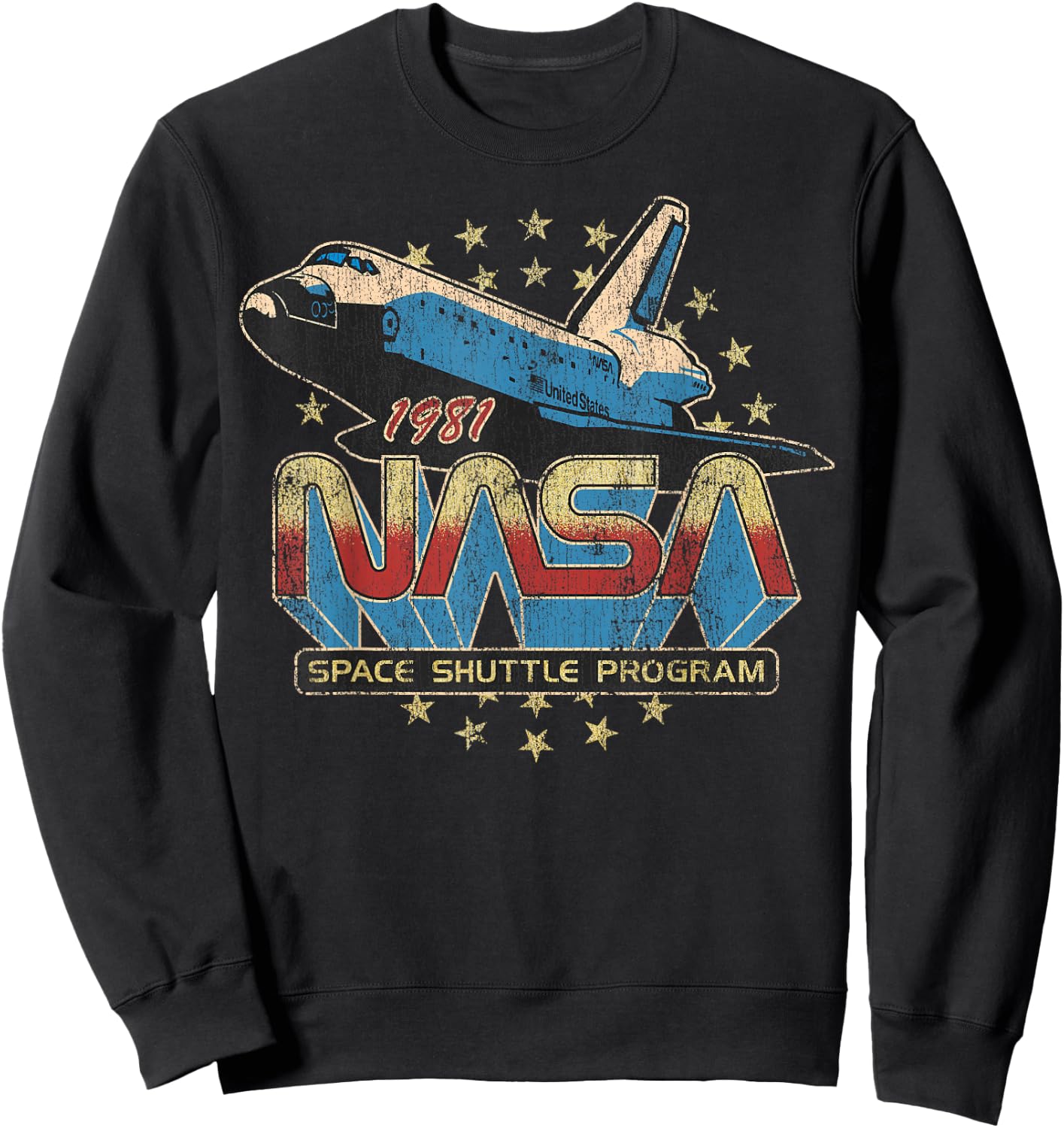 NASA Space Shuttle Program 1981 Distressed Sweatshirt - Sweatshirt | Black