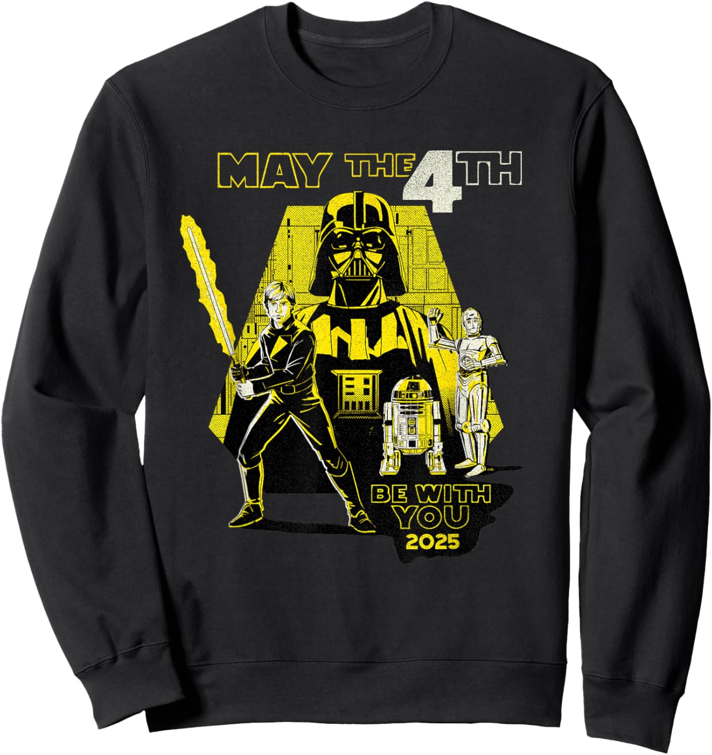 Star Wars Day: May the 4th Be With You 2025 Retro Distressed Sweatshirt - Sweatshirt | Black