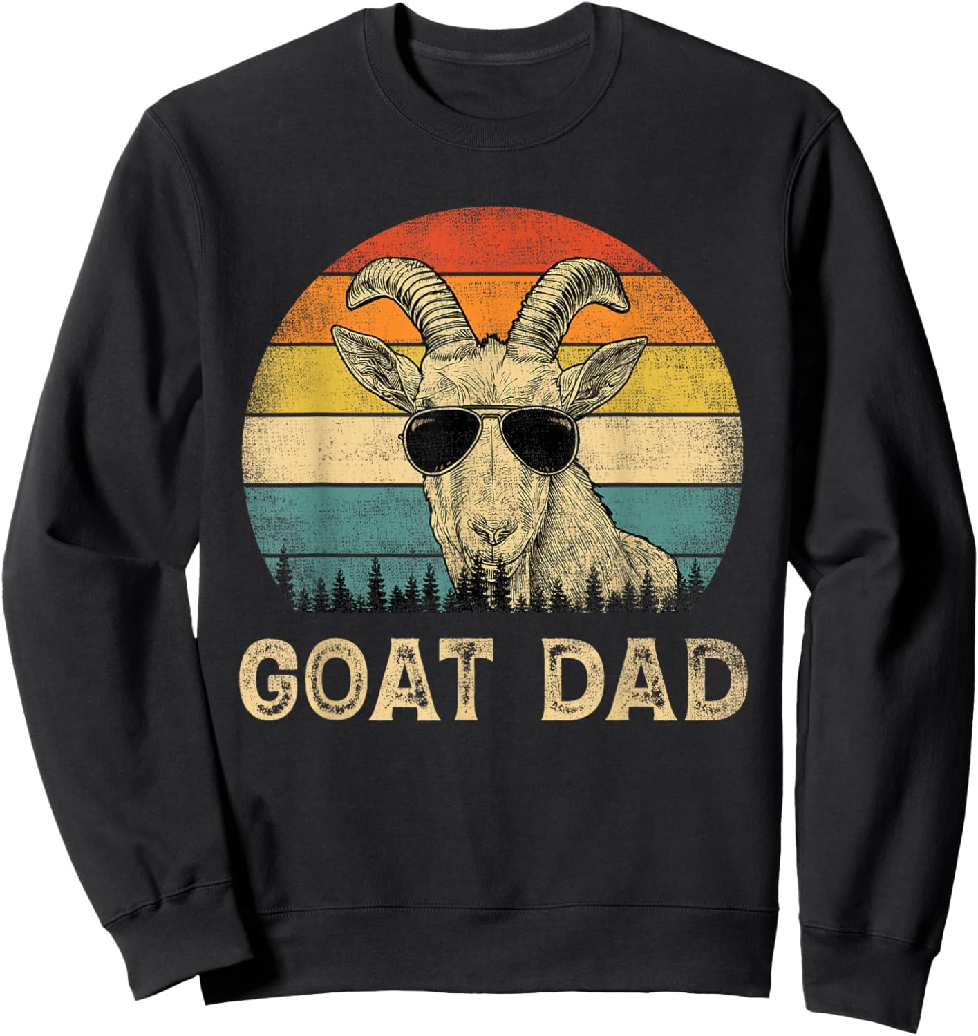 Vintage Goat Dad Goat Lovers Daddy Father's Day Sweatshirt - Sweatshirt | Black
