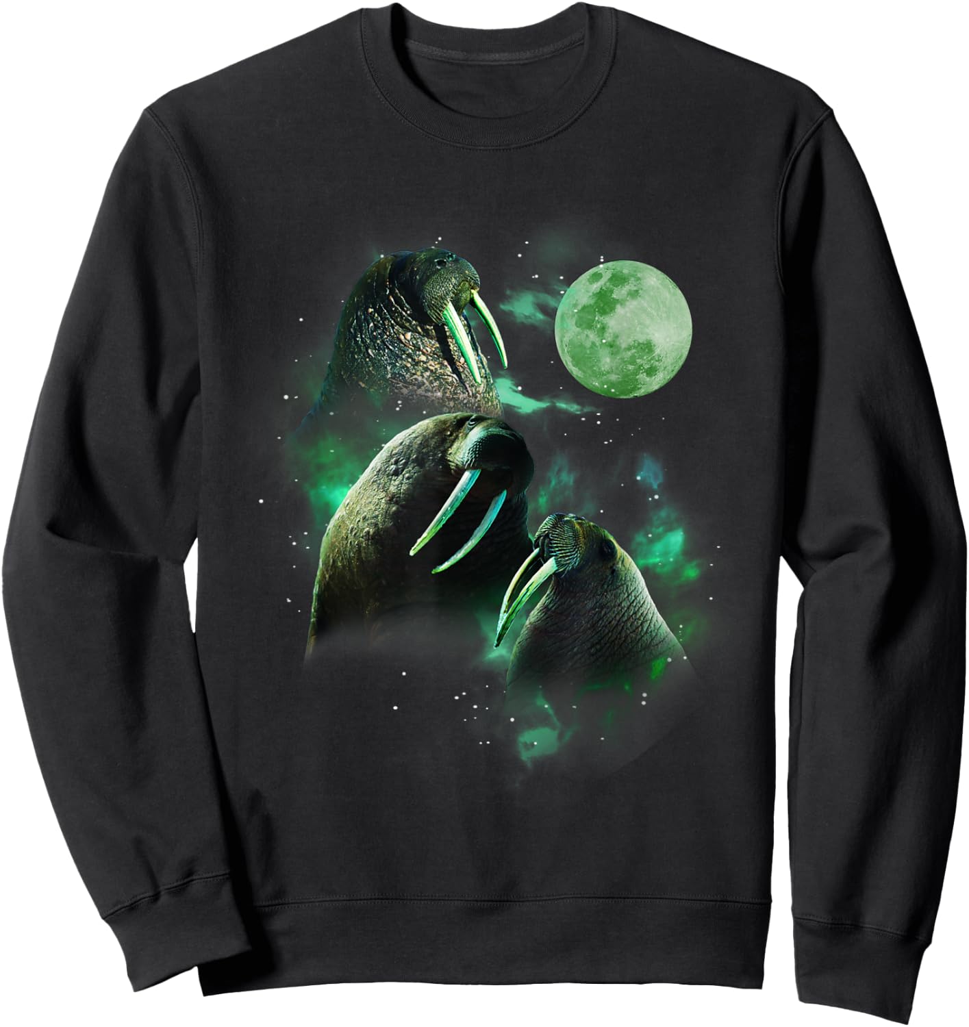 3 Walrus Moon Funny Parody Sweatshirt - Sweatshirt | Black