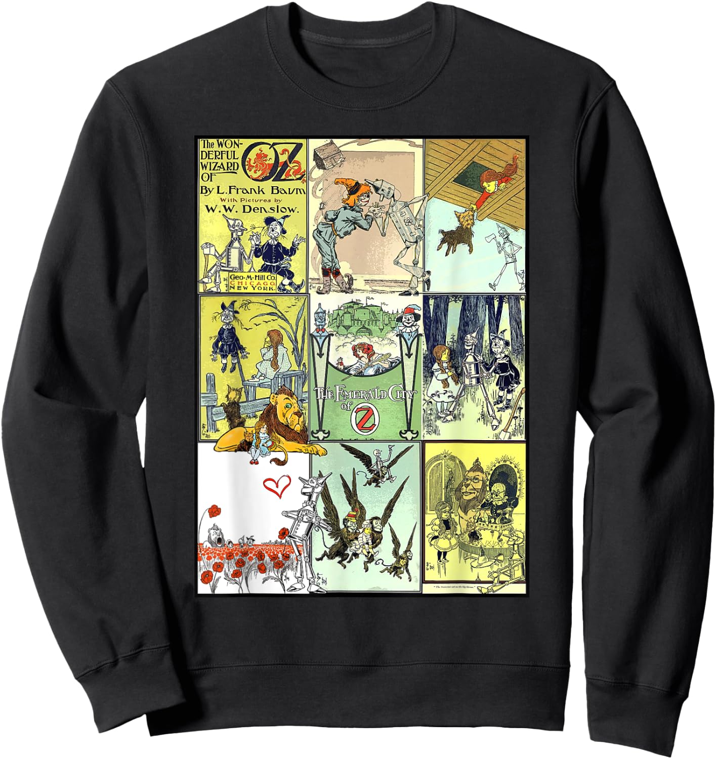 Dorothy and Toto The Wonderful Wizard of Oz Collage - Green, -Adults, Short Sleeve, , Small Sweatshirt - Sweatshirt | Black