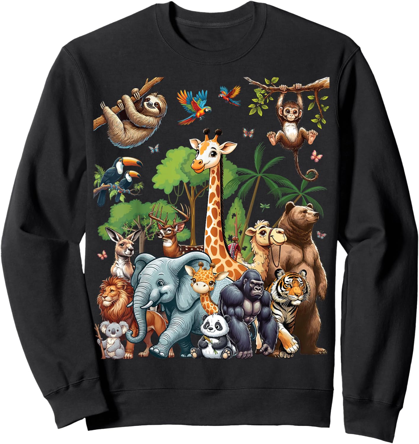 Zoo Animals Wildlife Safari Jungle Zoo Birthday Party Sweatshirt - Sweatshirt | Black