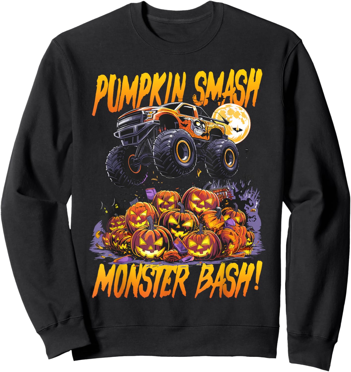 Monster Truck Halloween Pumpkin Smash, Monster Bash! Sweatshirt - Sweatshirt | Black