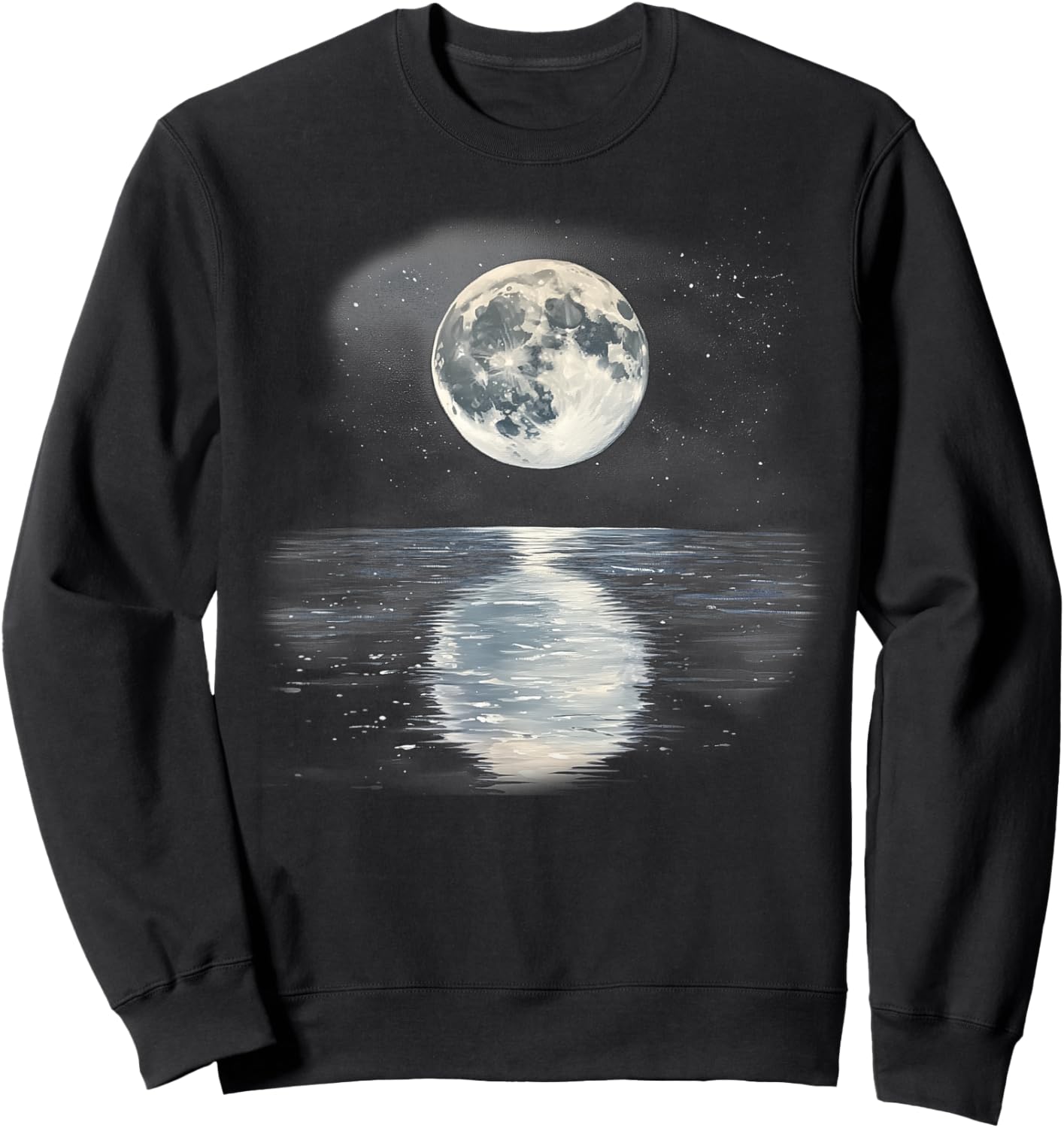 Full Moon Reflecting over the Sea Sweatshirt - Sweatshirt | Black
