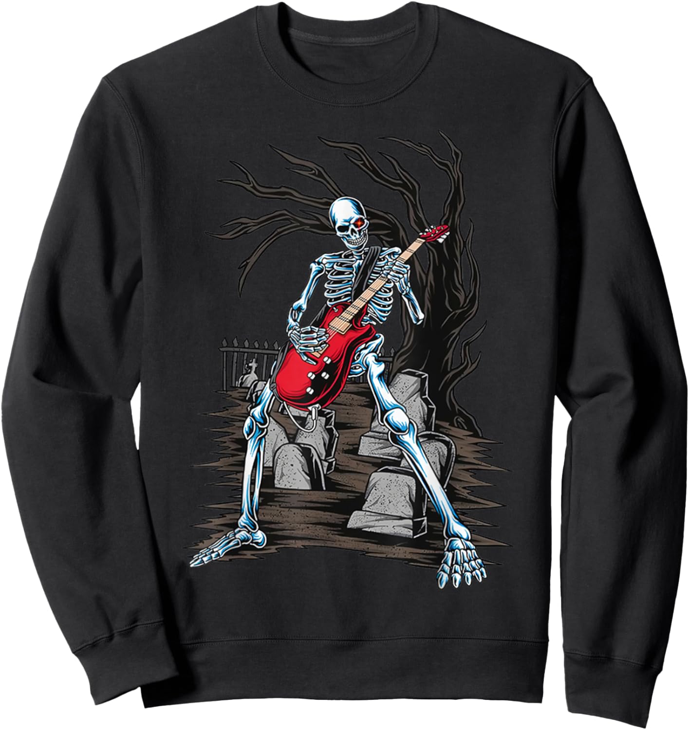 Skeleton Playing Guitar Sweatshirt - Sweatshirt | Black