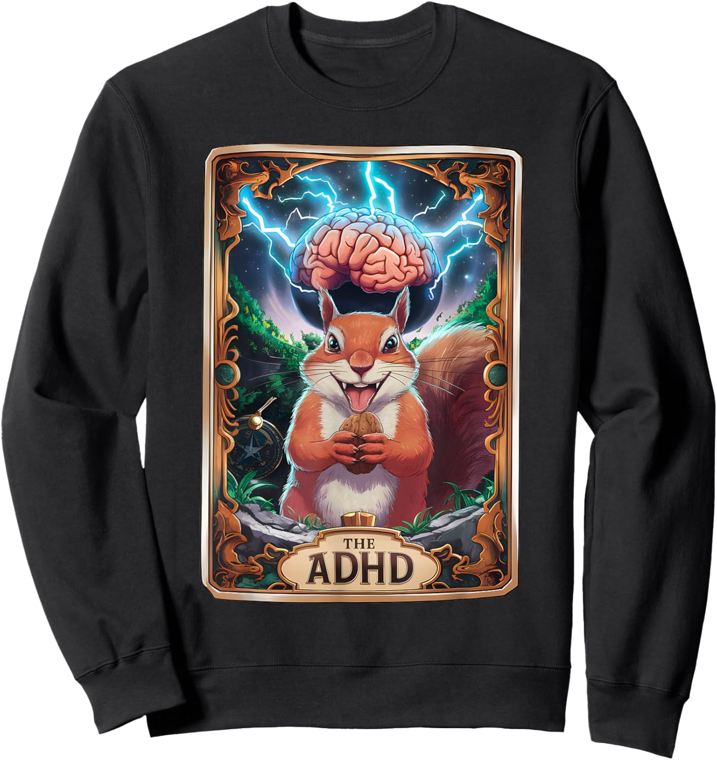 The ADHD Funny Tarot Card Squirrel Autism Awareness Sweatshirt - Sweatshirt | Black