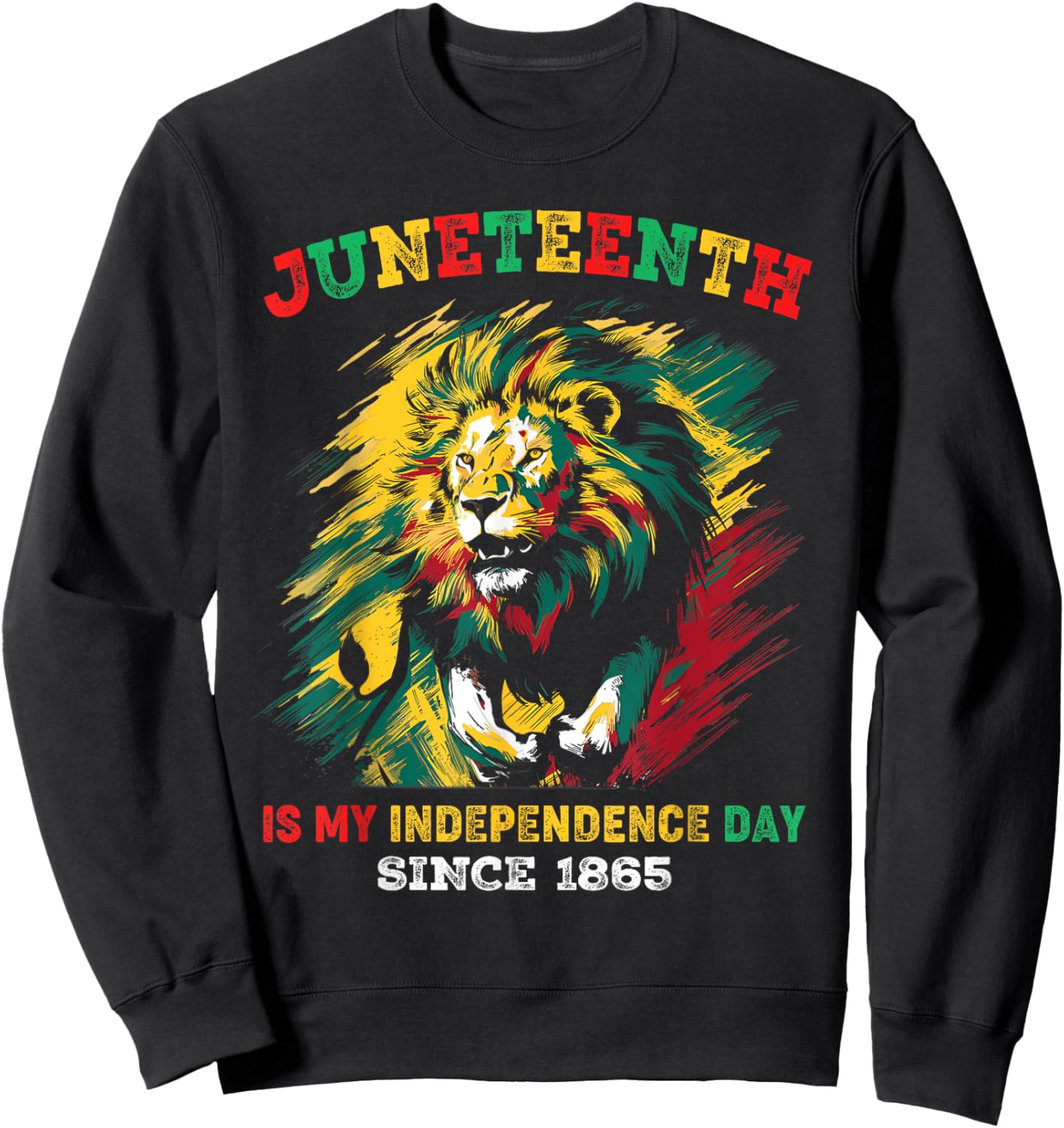 Juneteenth Is My Independence Day Lion Free-ish Since 1865 Kids Men Sweatshirt - Sweatshirt | Black