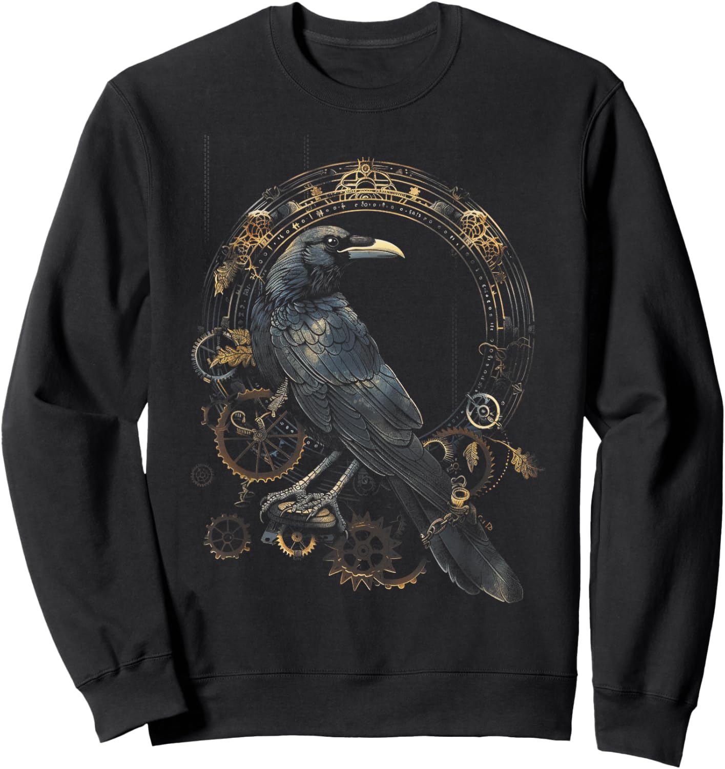 Crow Steampunk Gears Raven art Steampunk bird Sweatshirt - Sweatshirt | Black