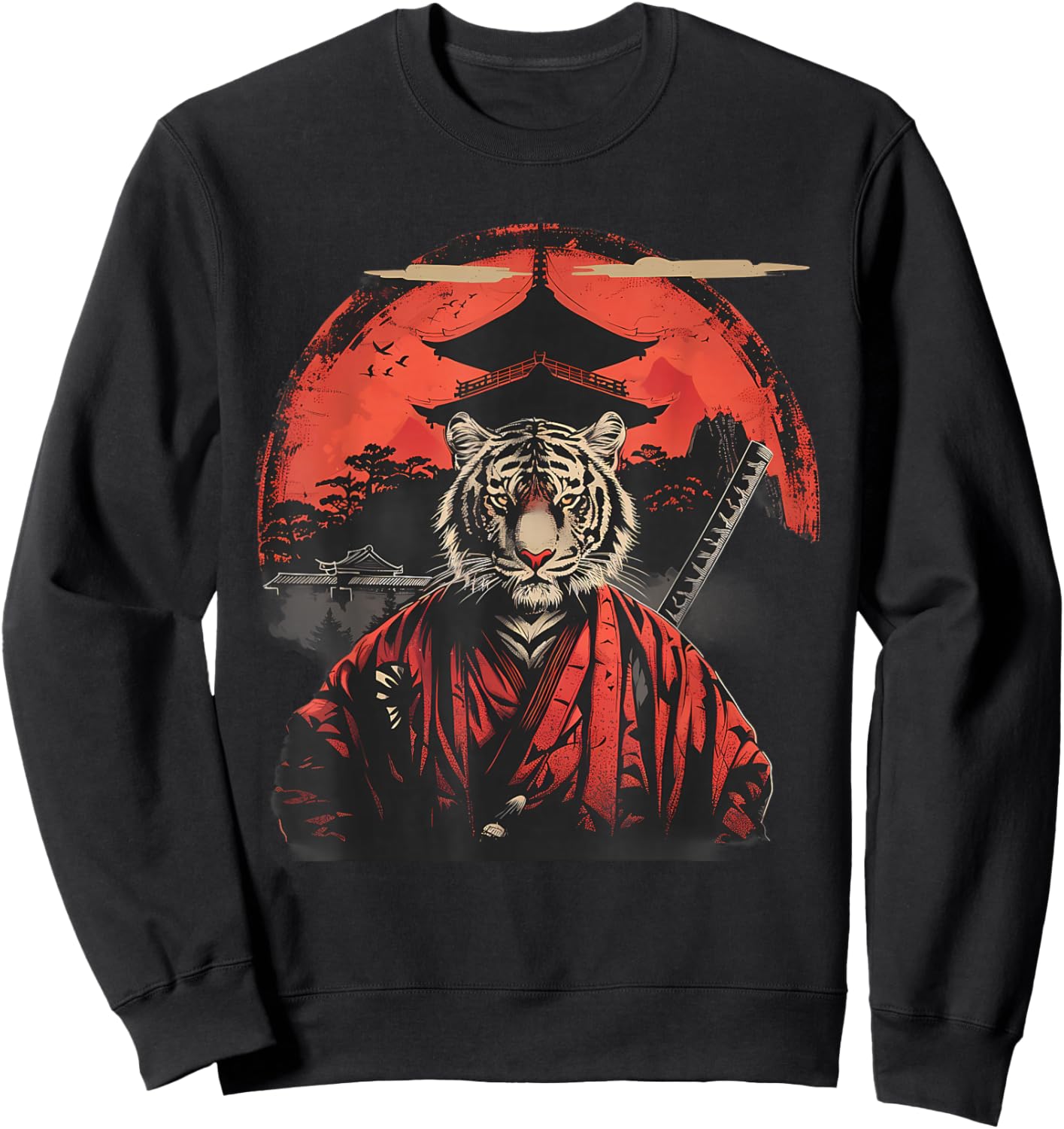 Japanese Warrior Temple Japanese Samurai Tiger Samurai Tiger Sweatshirt - Sweatshirt | Black