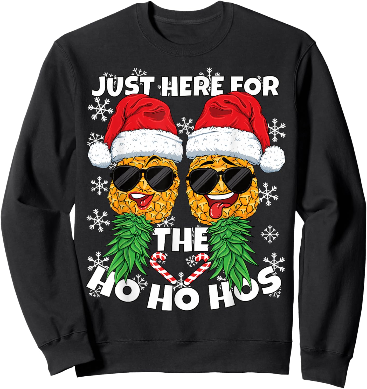 Swinger Here for the Ho Ho Hos Pineapple Christmas Sweatshirt - Sweatshirt | Black
