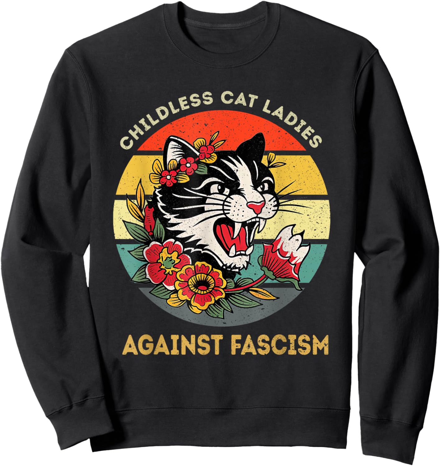 Childless Cat Ladies Against Fascism Sweatshirt - Sweatshirt | Black
