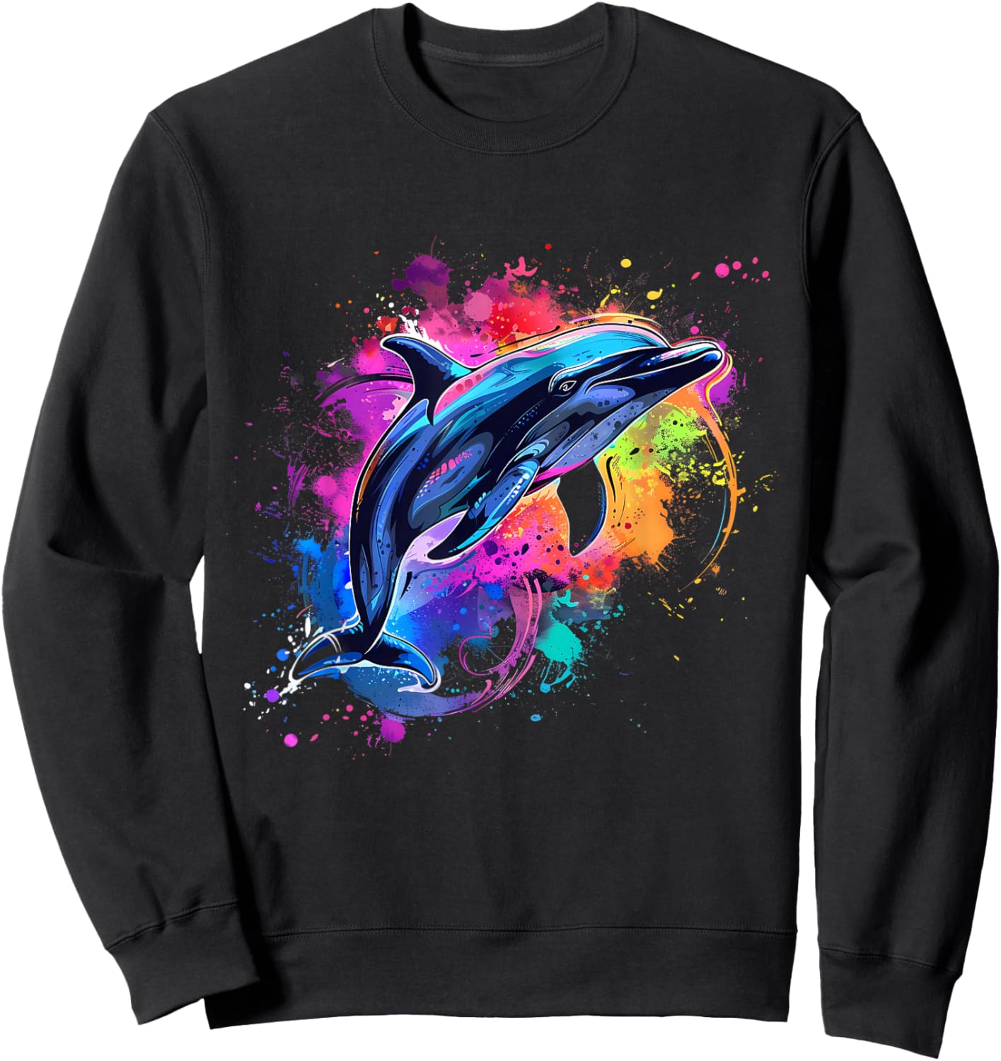 Dolphin Sea Ocean Animal Lover Ocean Sea Dolphin Artwork Sweatshirt - Sweatshirt | Black