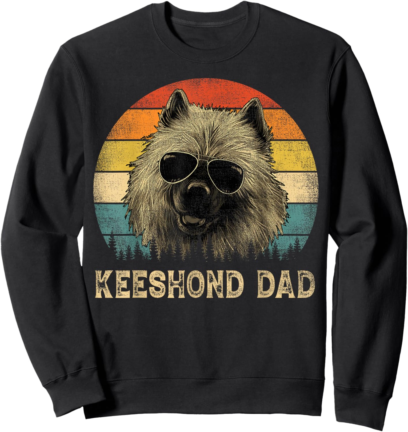 Vintage Keeshond Dad Dog Lovers Father's Day Sweatshirt - Sweatshirt | Black