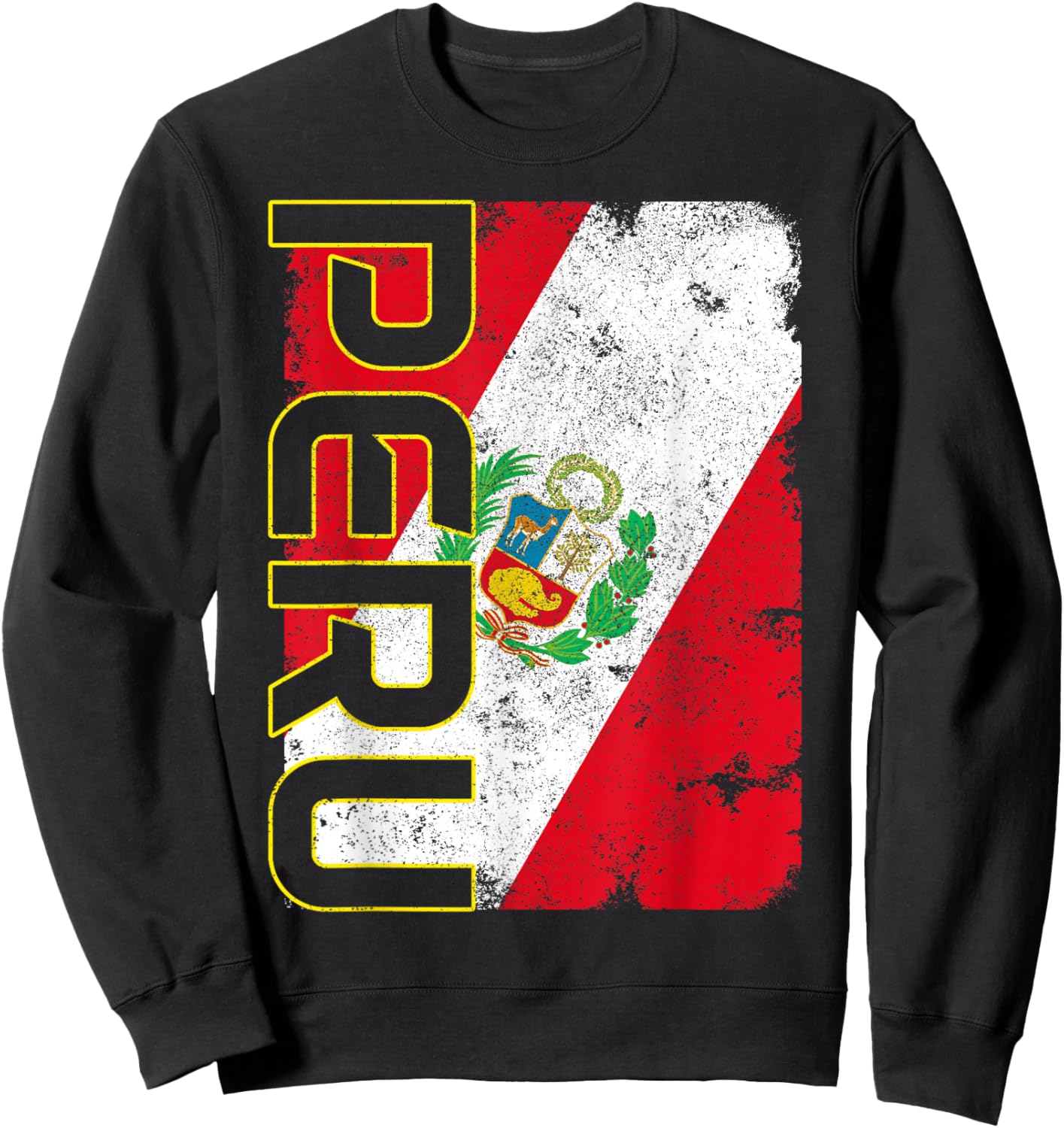 Peru Peruvian Flag Pride Vintage Sweatshirt - Sweatshirt | Black