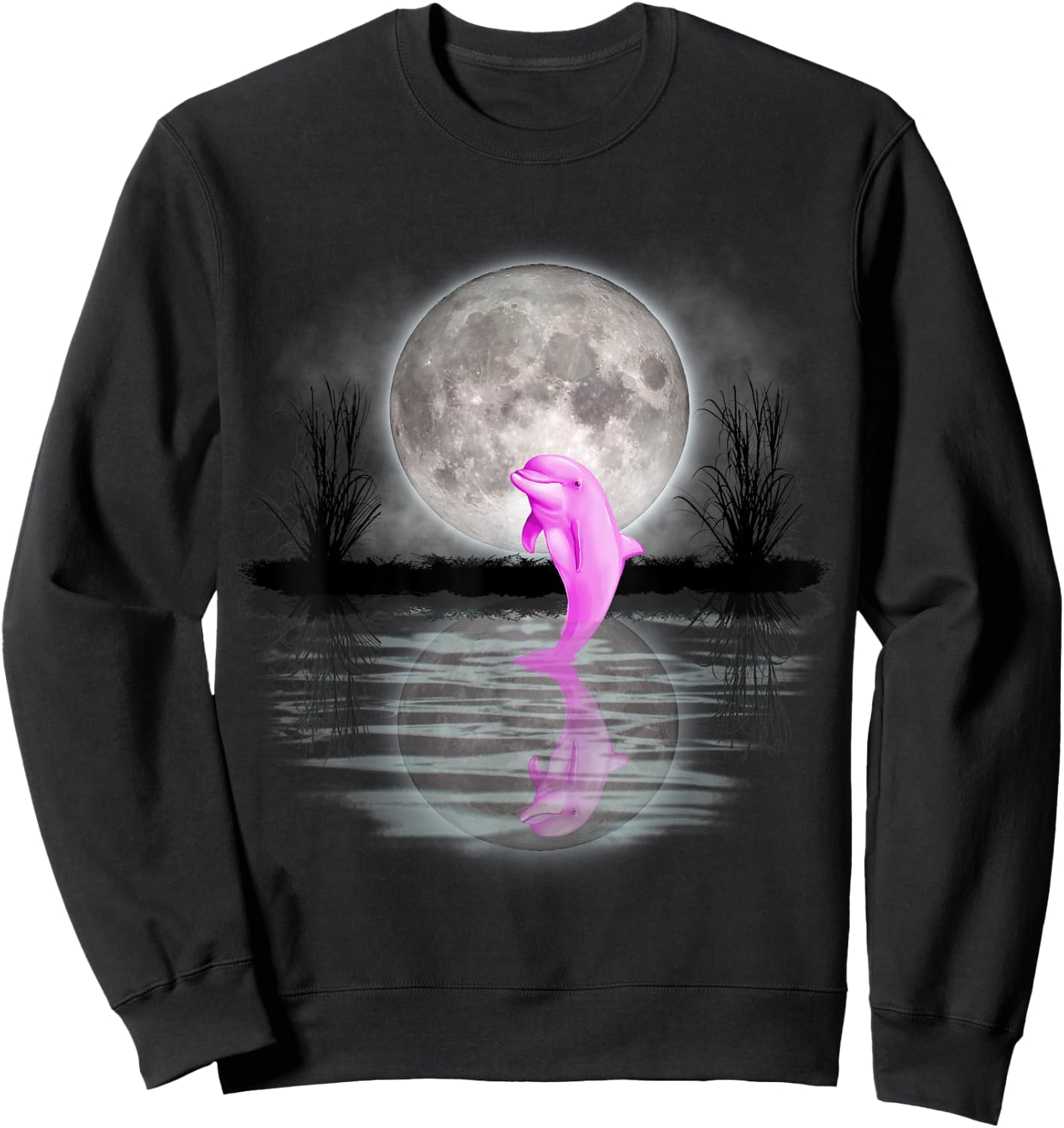 Save the Dolphin Pink Dolphin Gift Girls Women Sweatshirt - Sweatshirt | Black