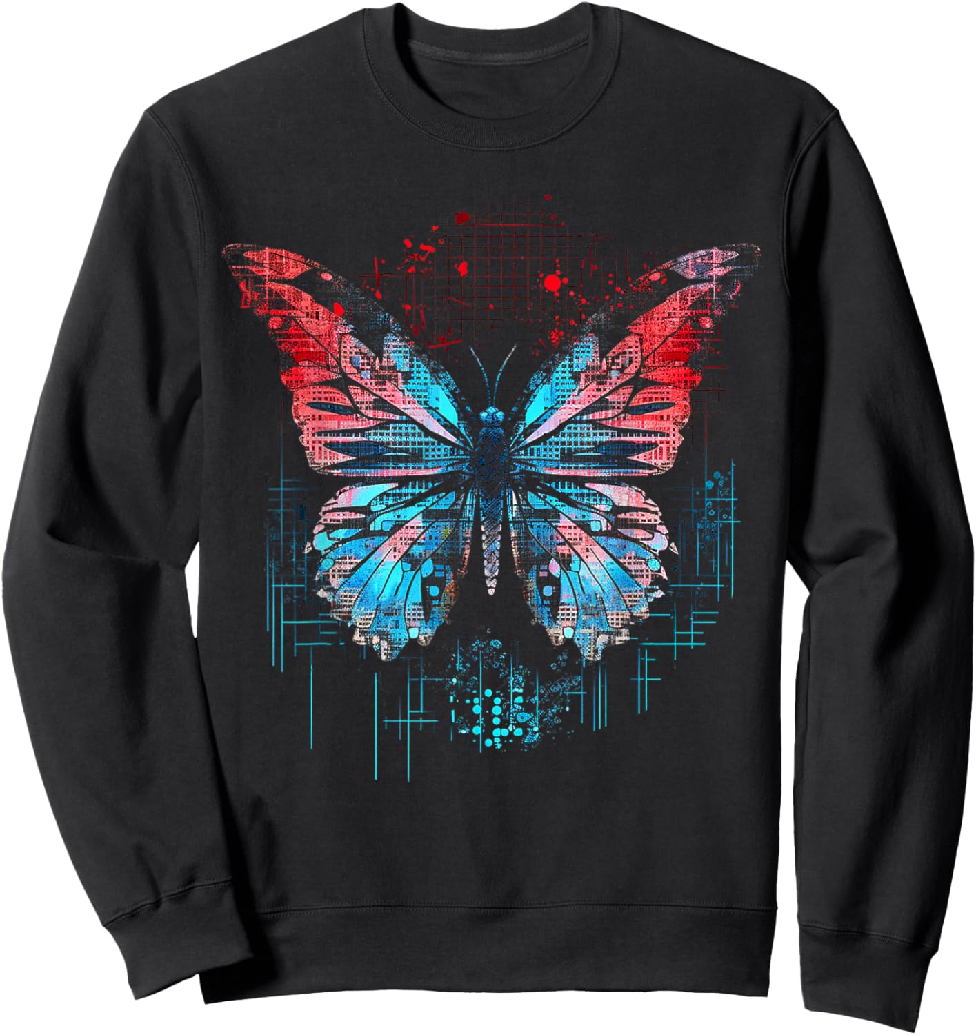 Schmetterling Fantasy Geometrische Tierkunst Schmetterling Sweatshirt - Sweatshirt | Black