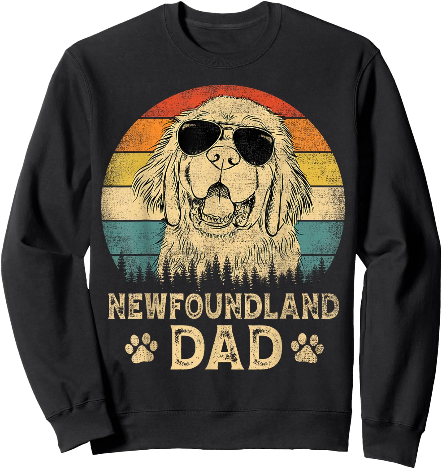 Vintage Newfoundland Dad Dog Lovers Father's Day Men Women Sweatshirt - Sweatshirt | Black
