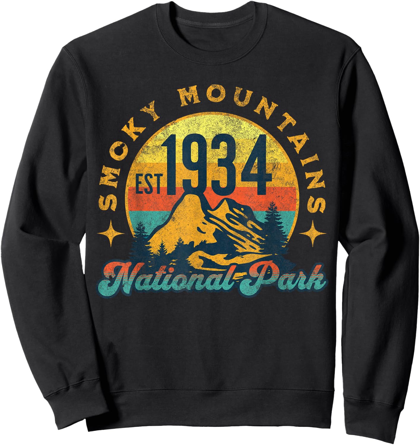 Smoky Mountains Nature Mountains Hiking Outdoors Vintage Sweatshirt - Sweatshirt | Black